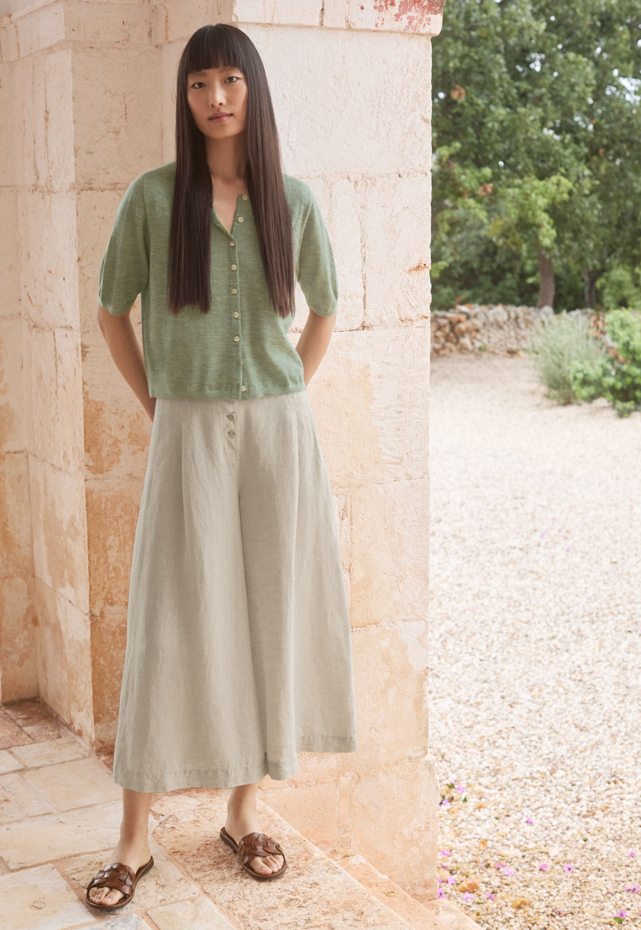 Pleat-front culottes