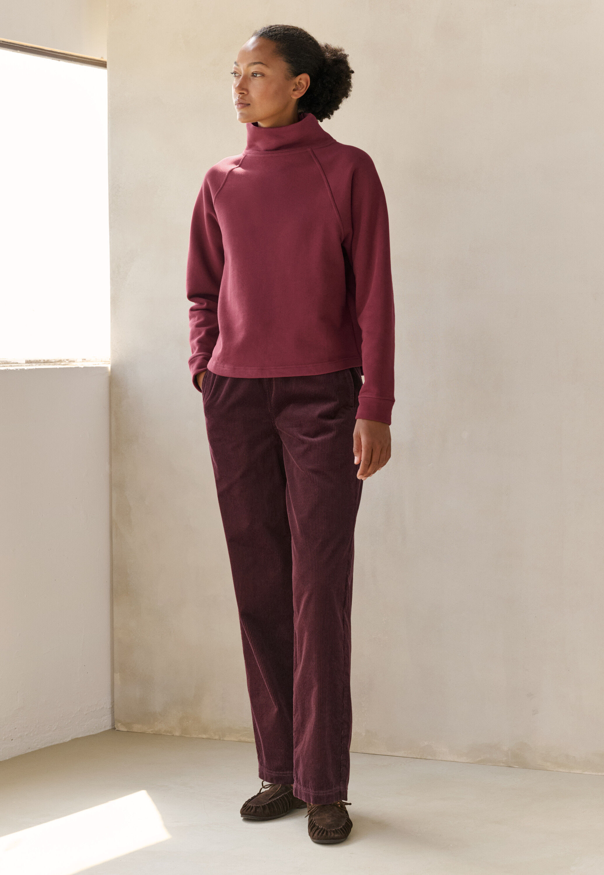 Funnel-neck sweatshirt, Dark red, large