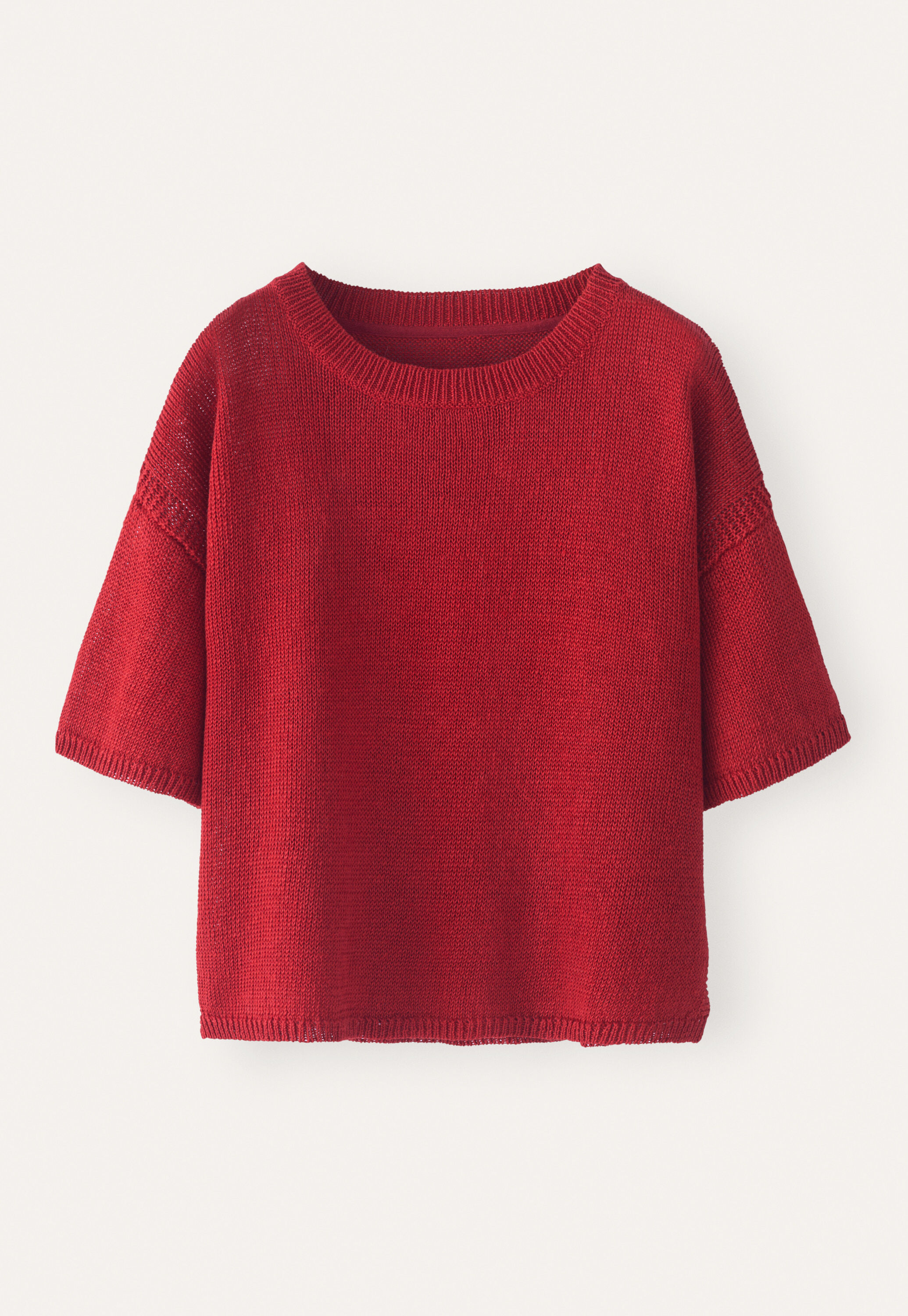Short-sleeve sweater, Flame red, large