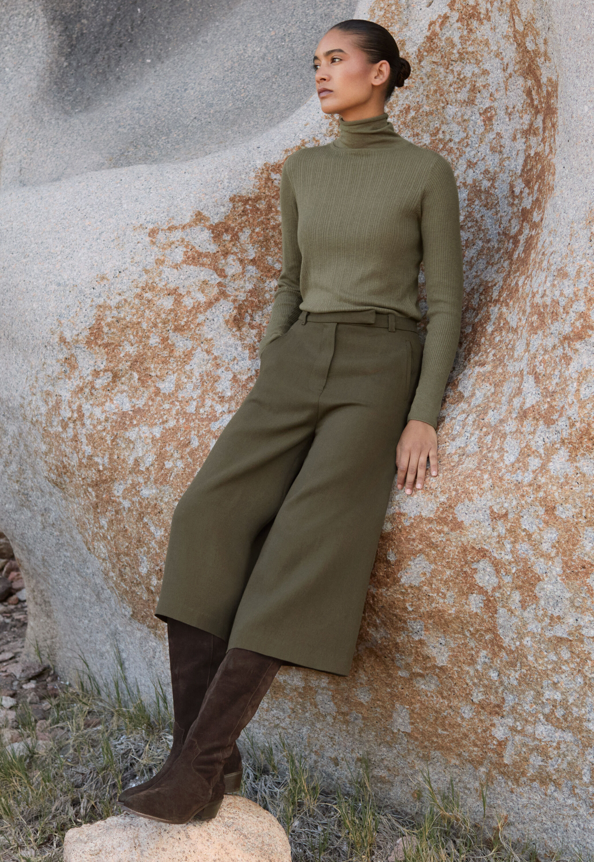 Tailored culottes, Dark moss, large