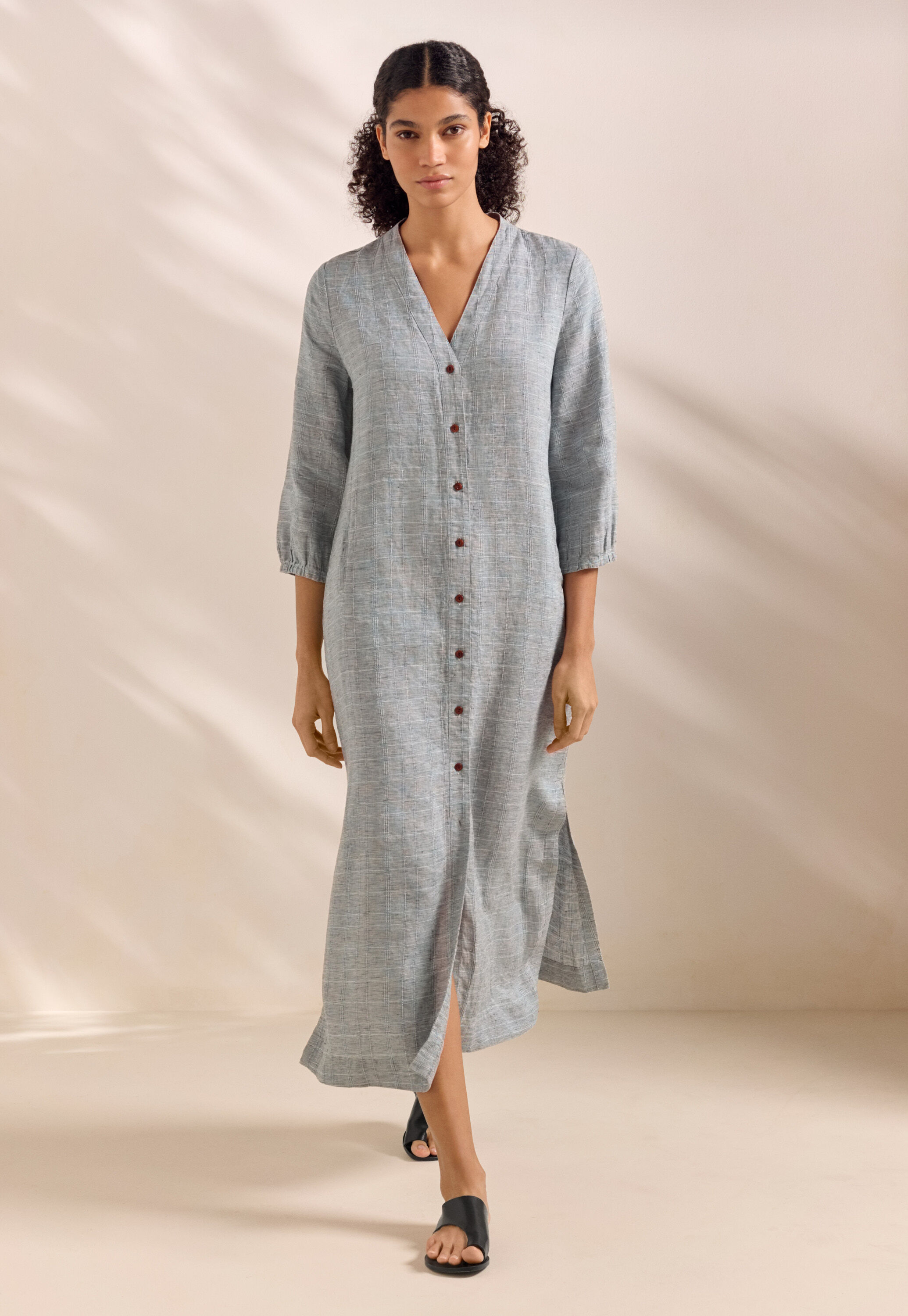 grey linen dress POETRY styleattribute-midi dresses