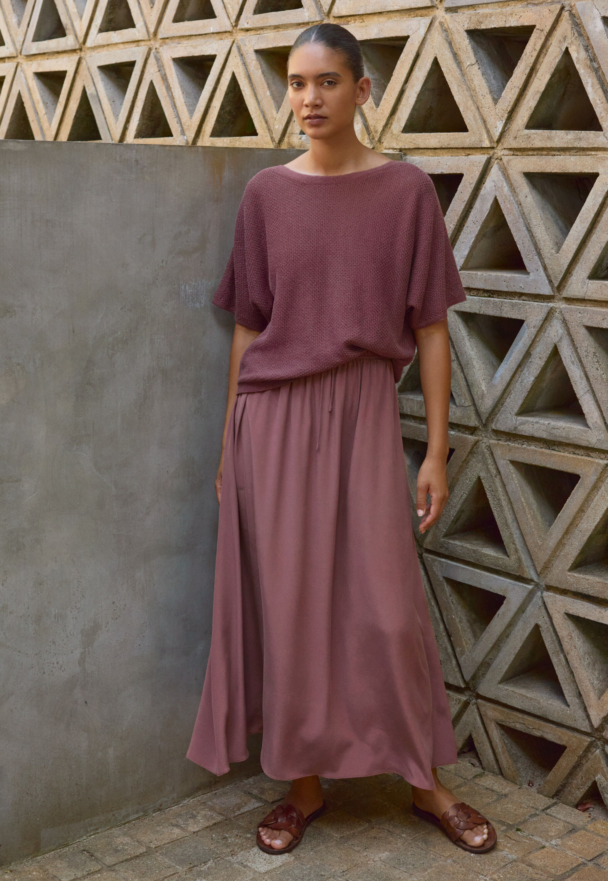 POETRY - Moss-stitch linen dolman-sleeve sweater