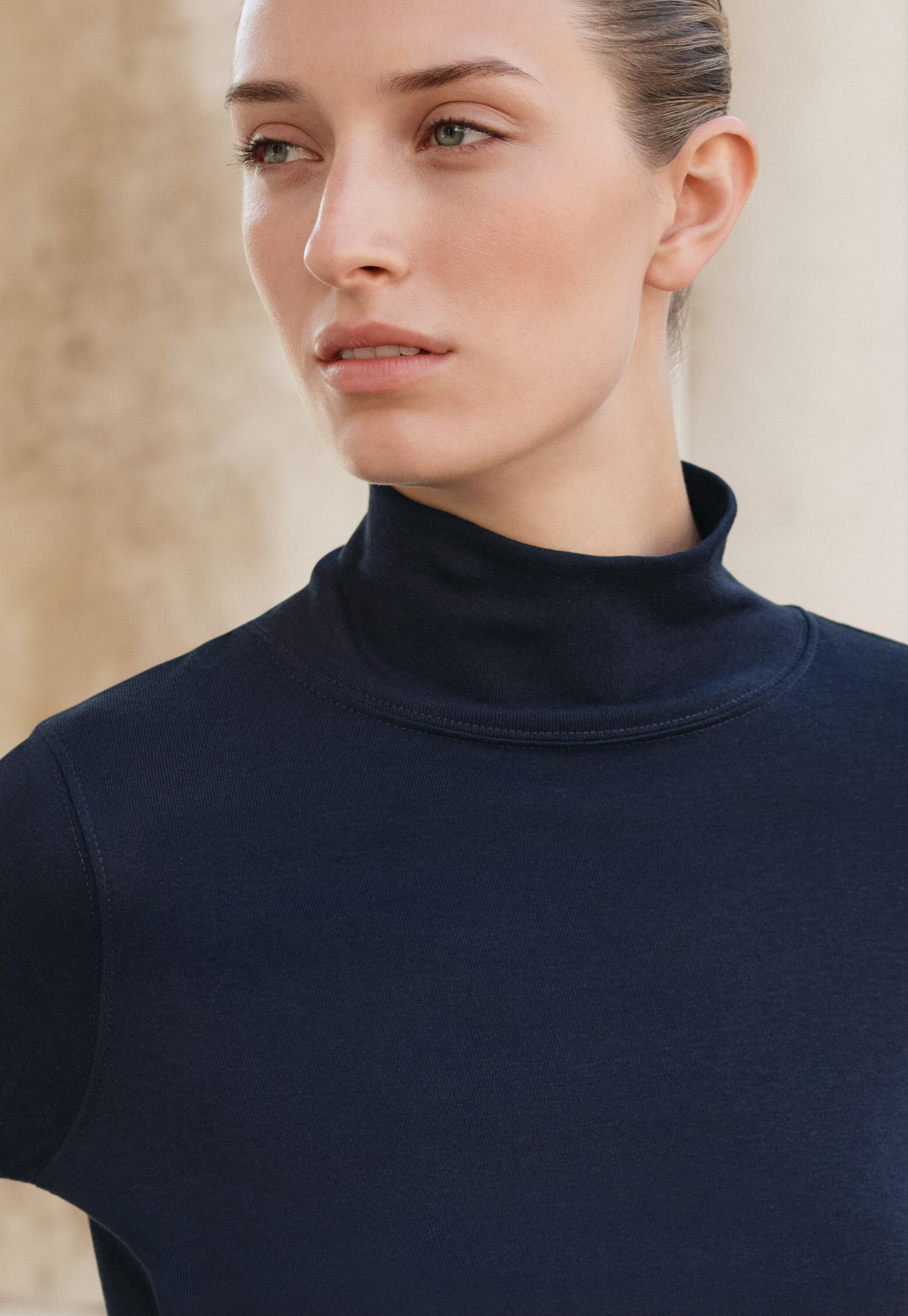 high-neck jersey top, Midnight, large