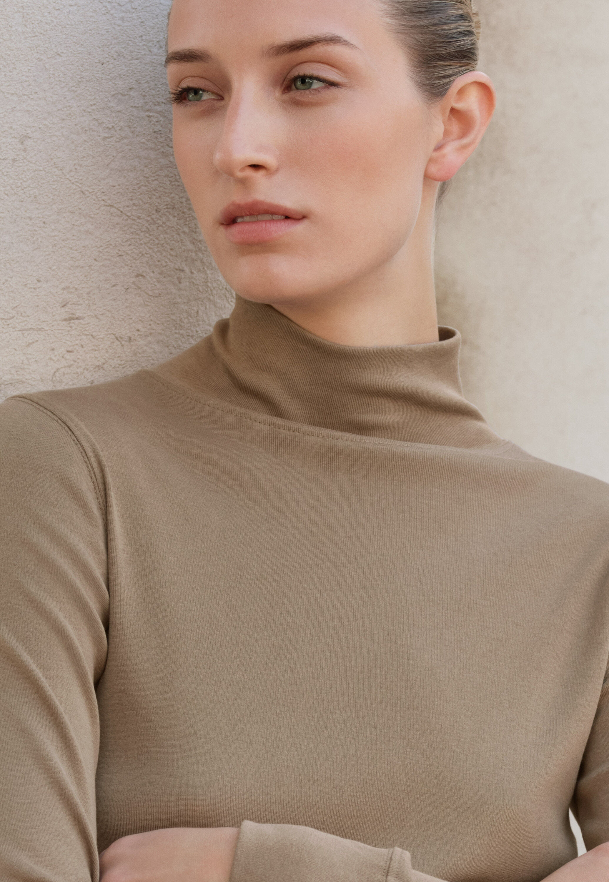 high-neck jersey top