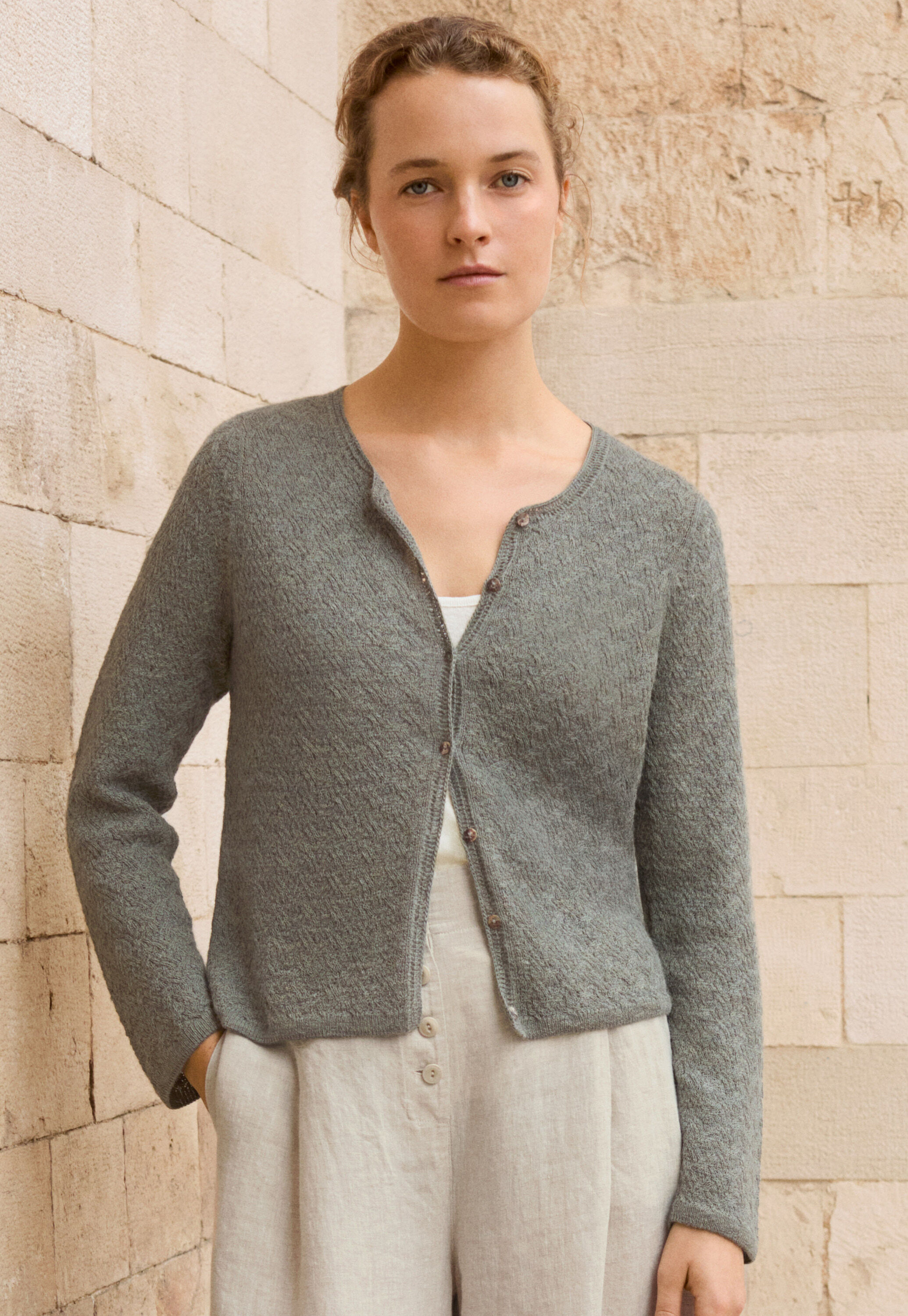 Cable-stitch cardigan