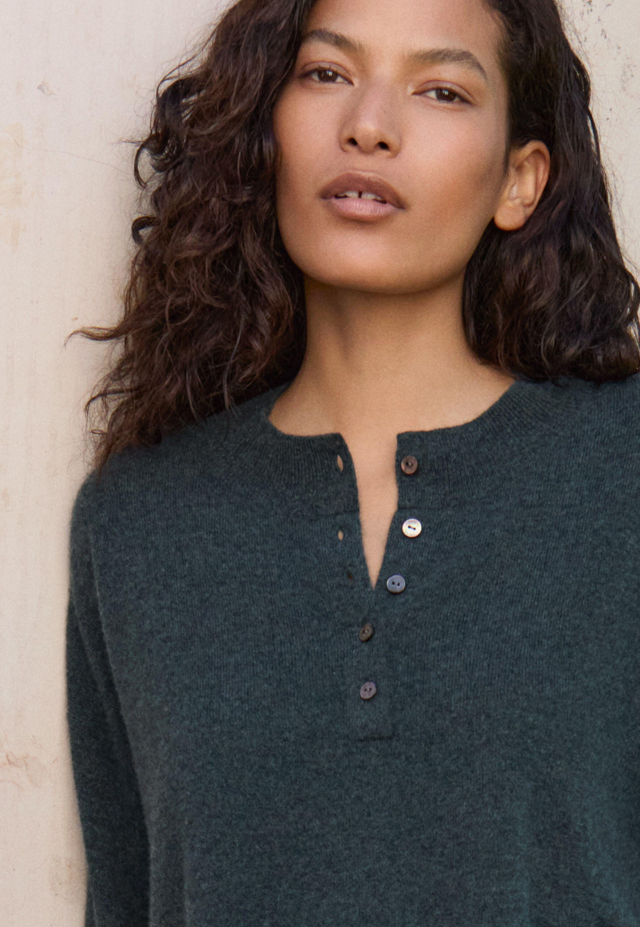 Button-neck sweater, Petrol slate, large