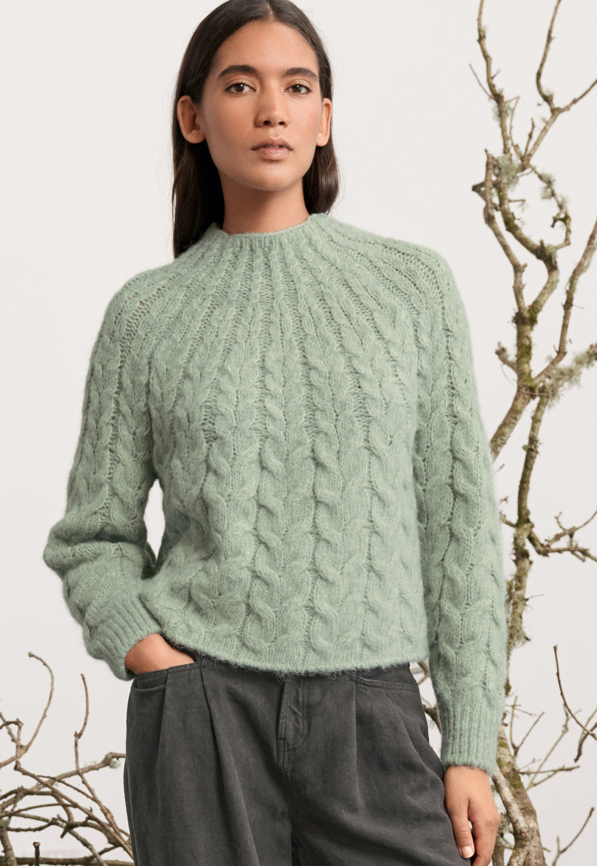 Cable-stitch sweater