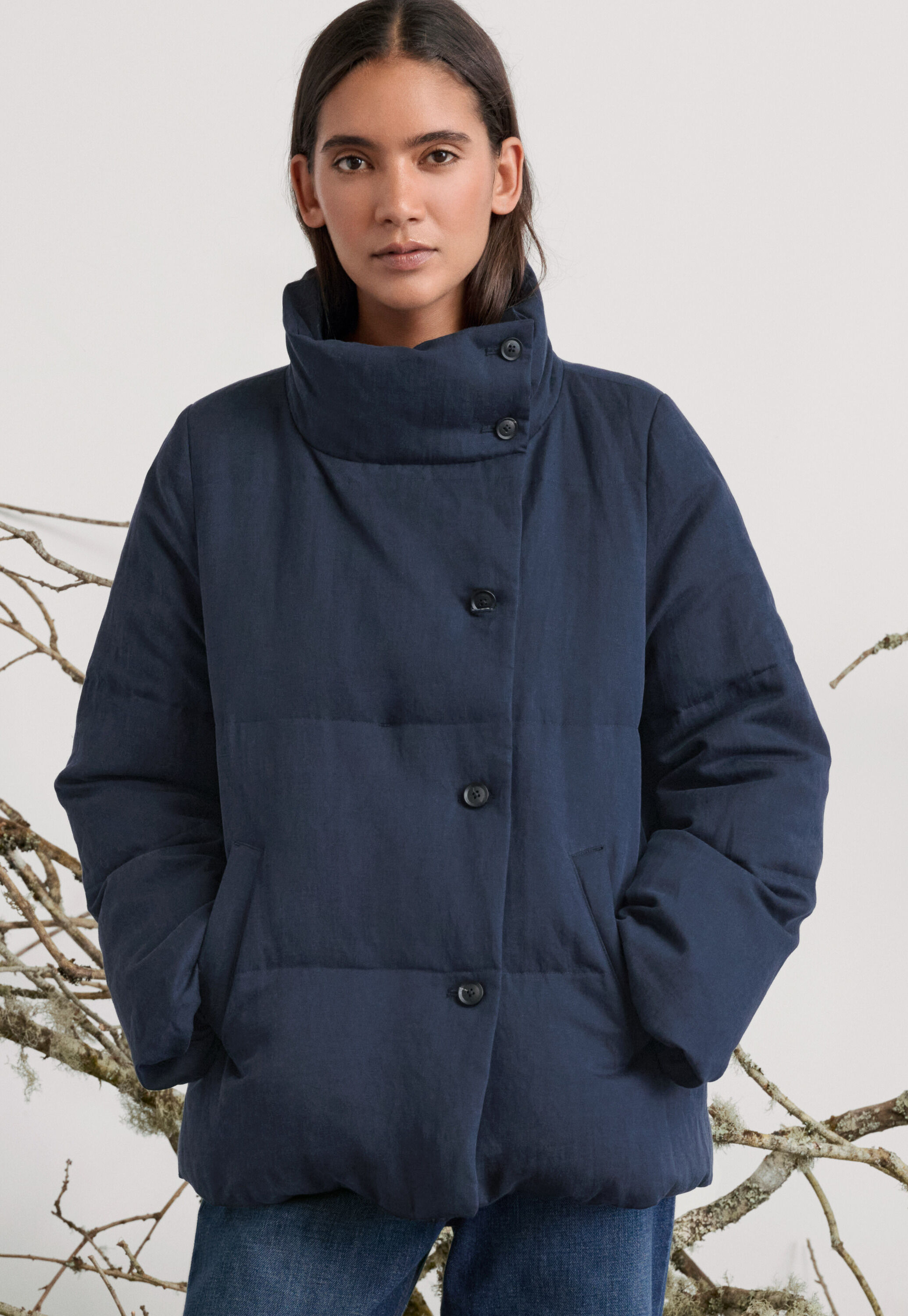 funnel-neck padded coat