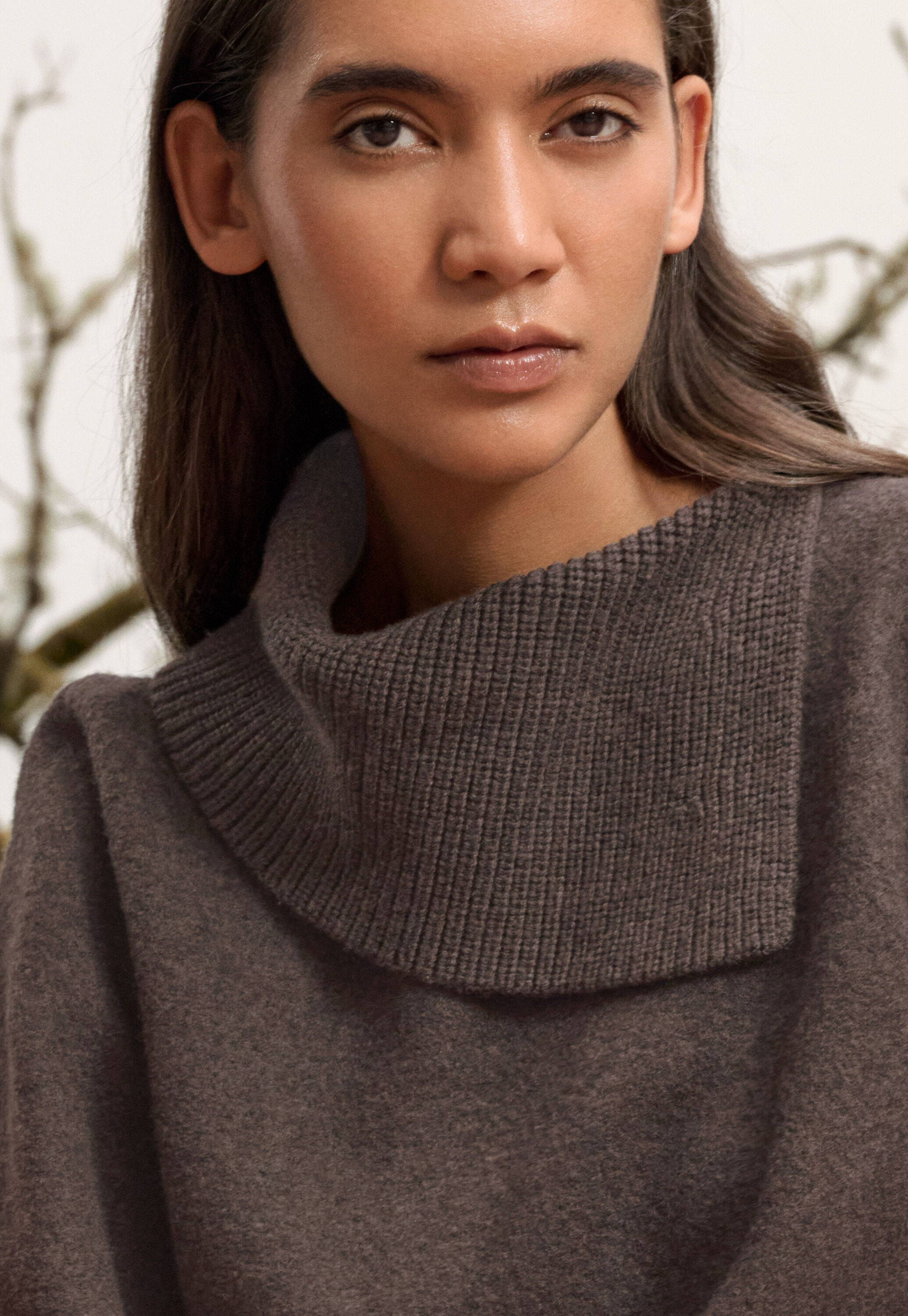 Split-collar sweater