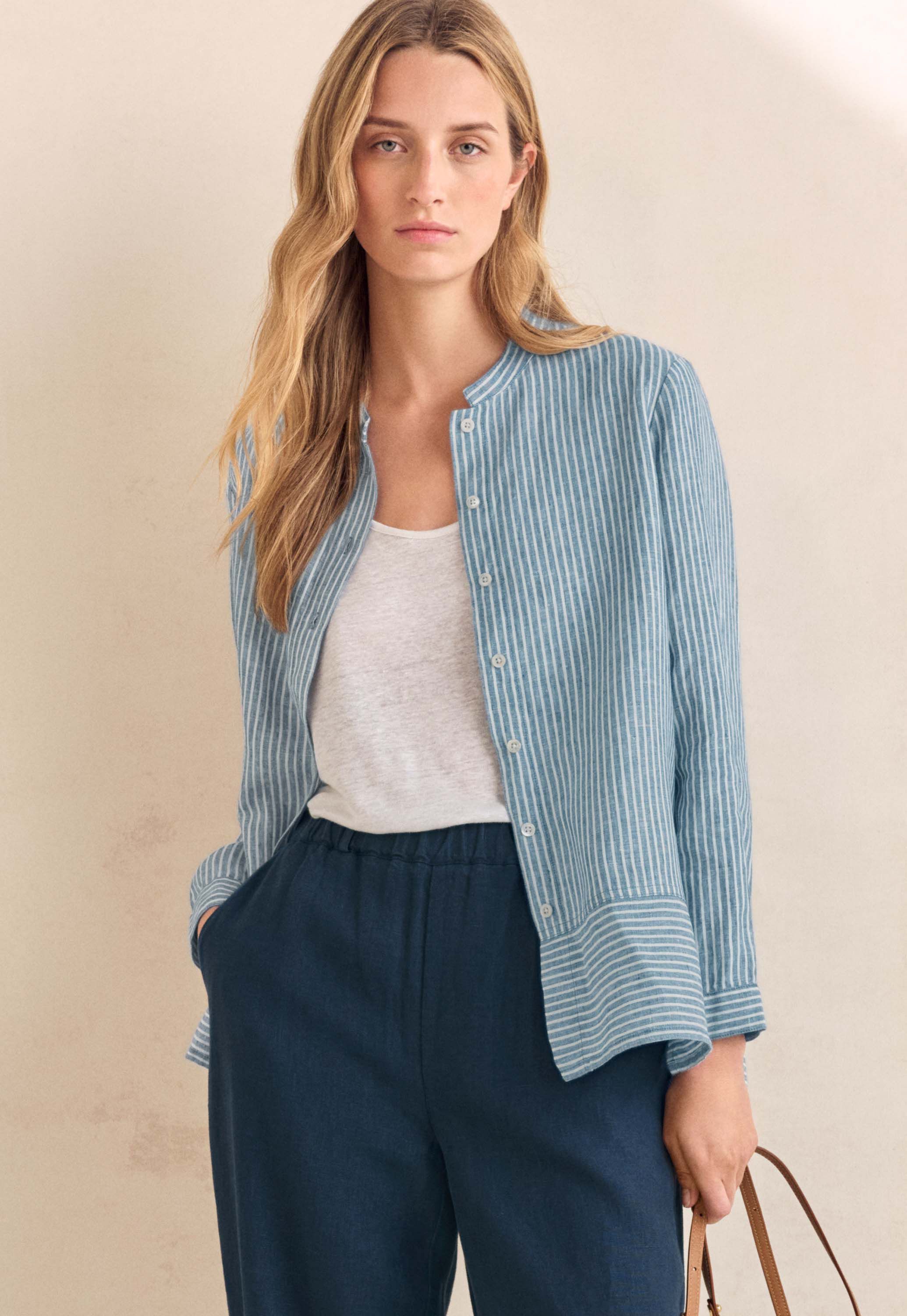 Striped shirt with peplum