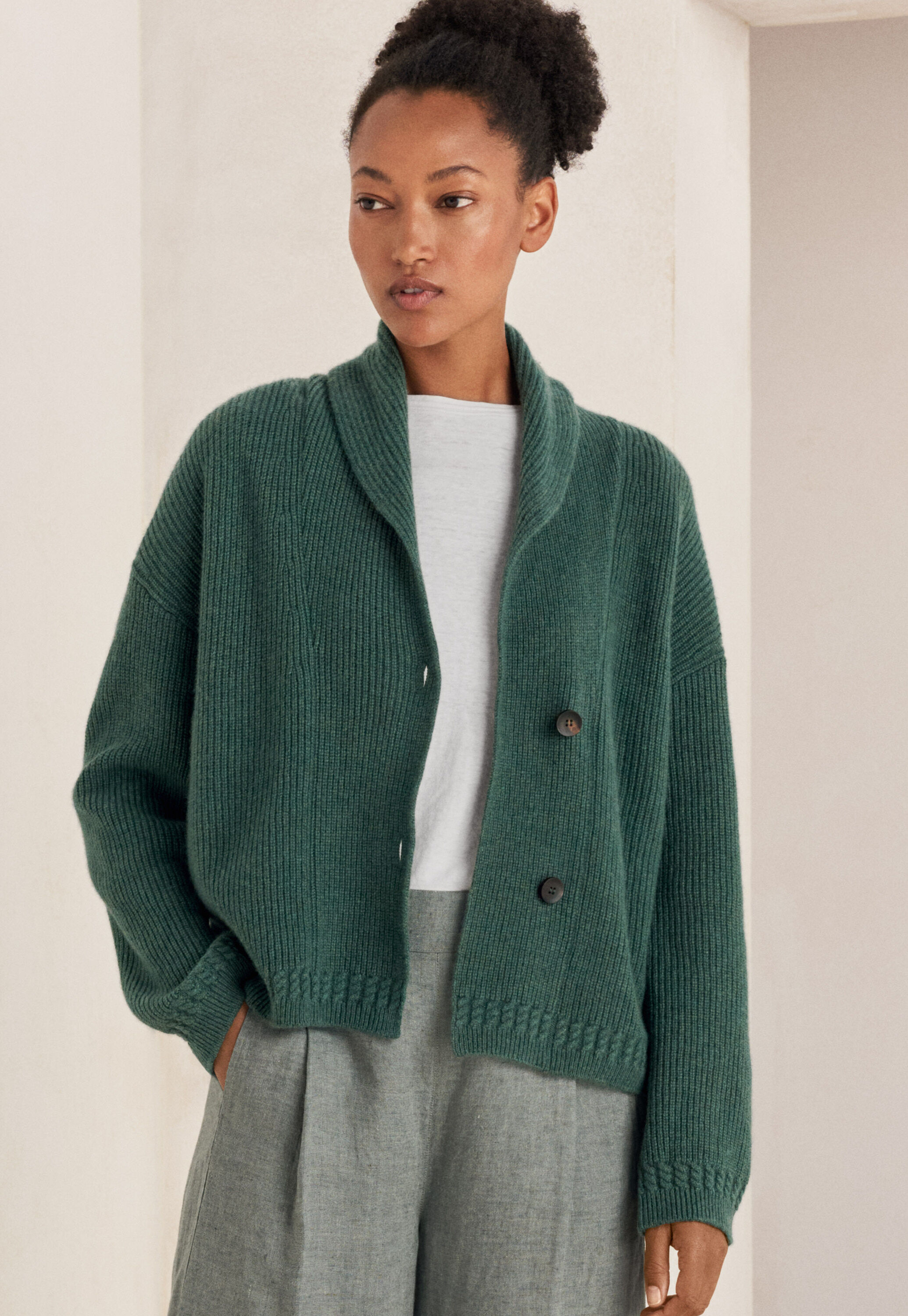 Shawl-collar cardigan