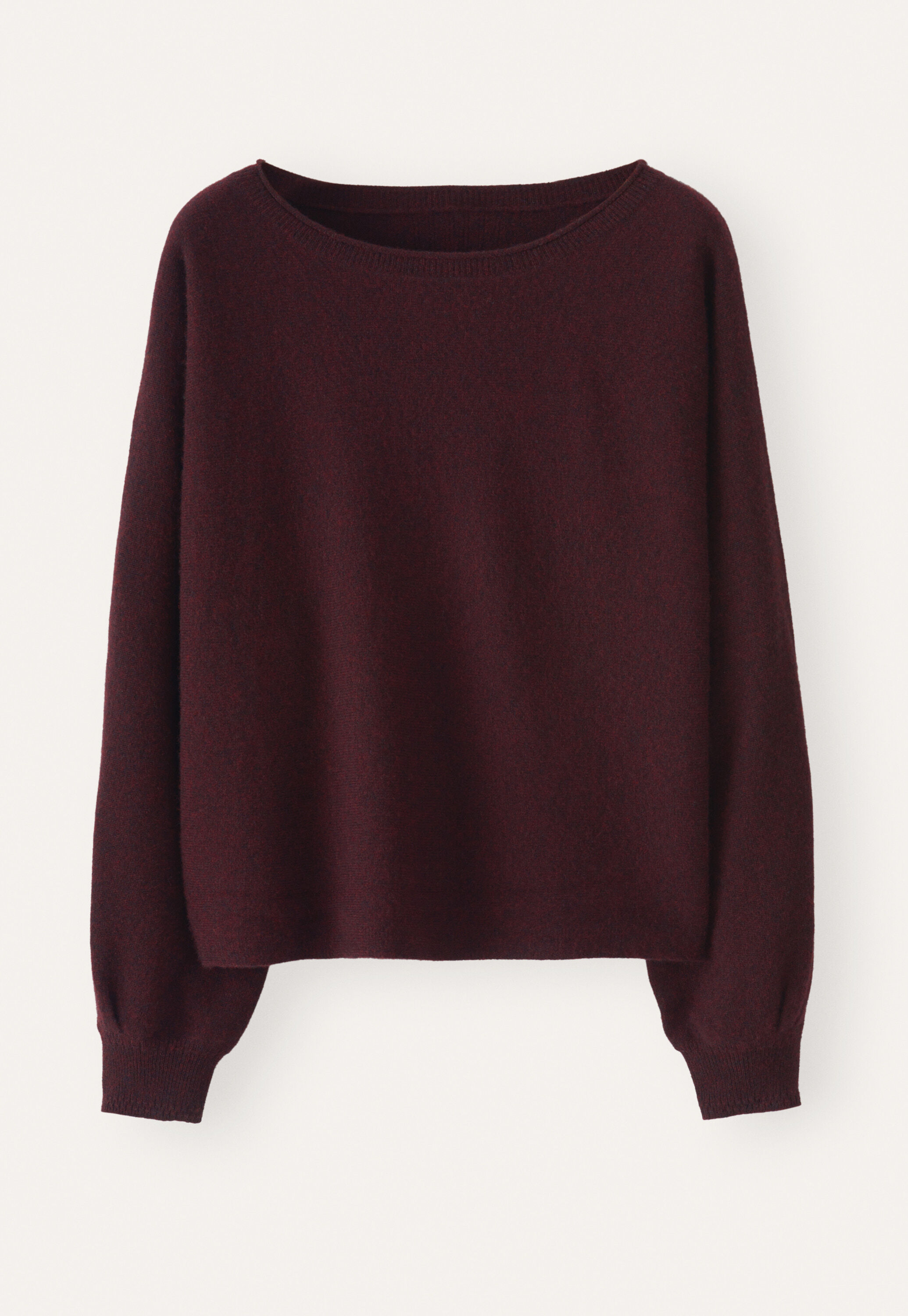 Dolman pleated-sleeve sweater, Blackberry, large