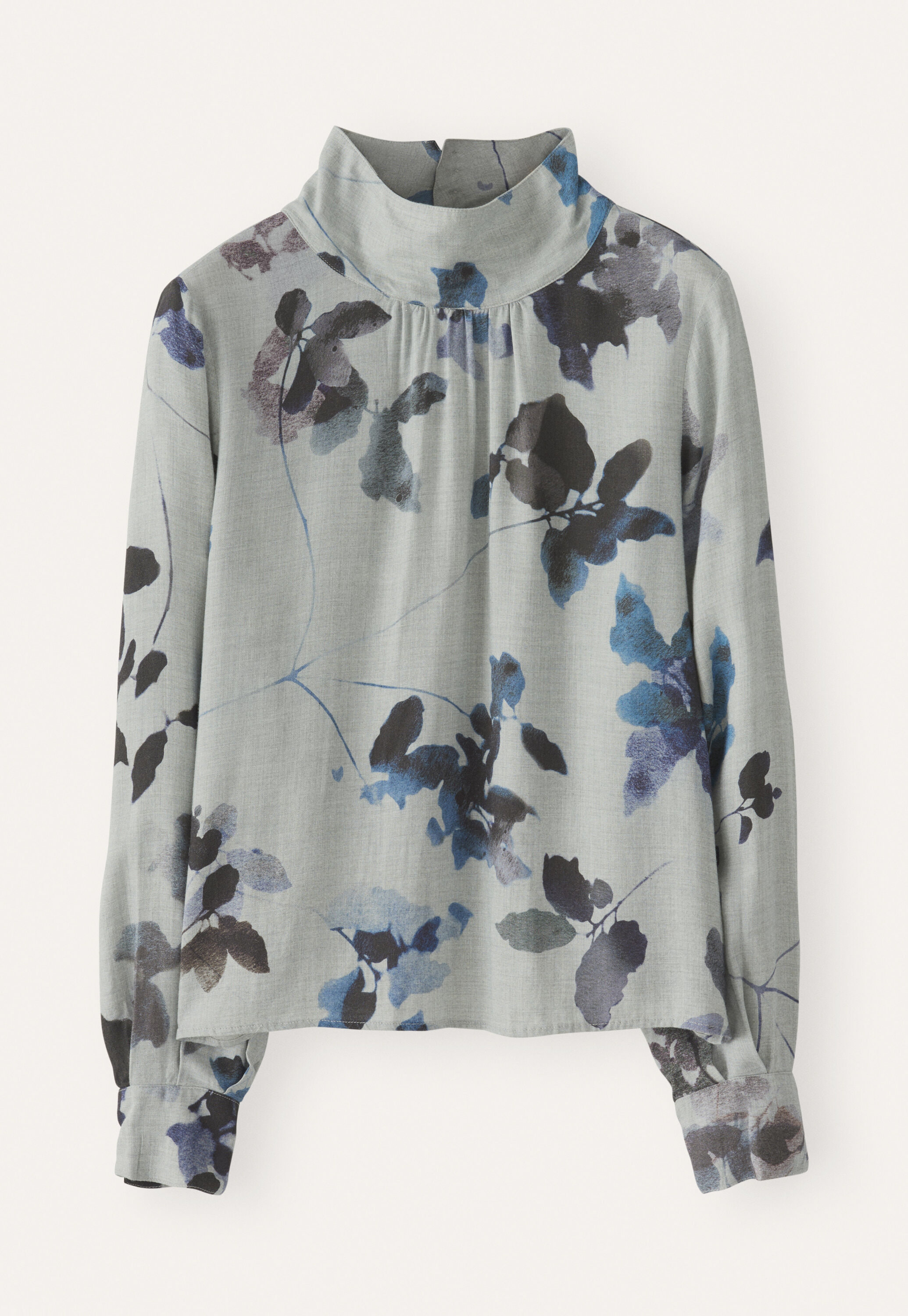 Printed blouse, Blue grey, large