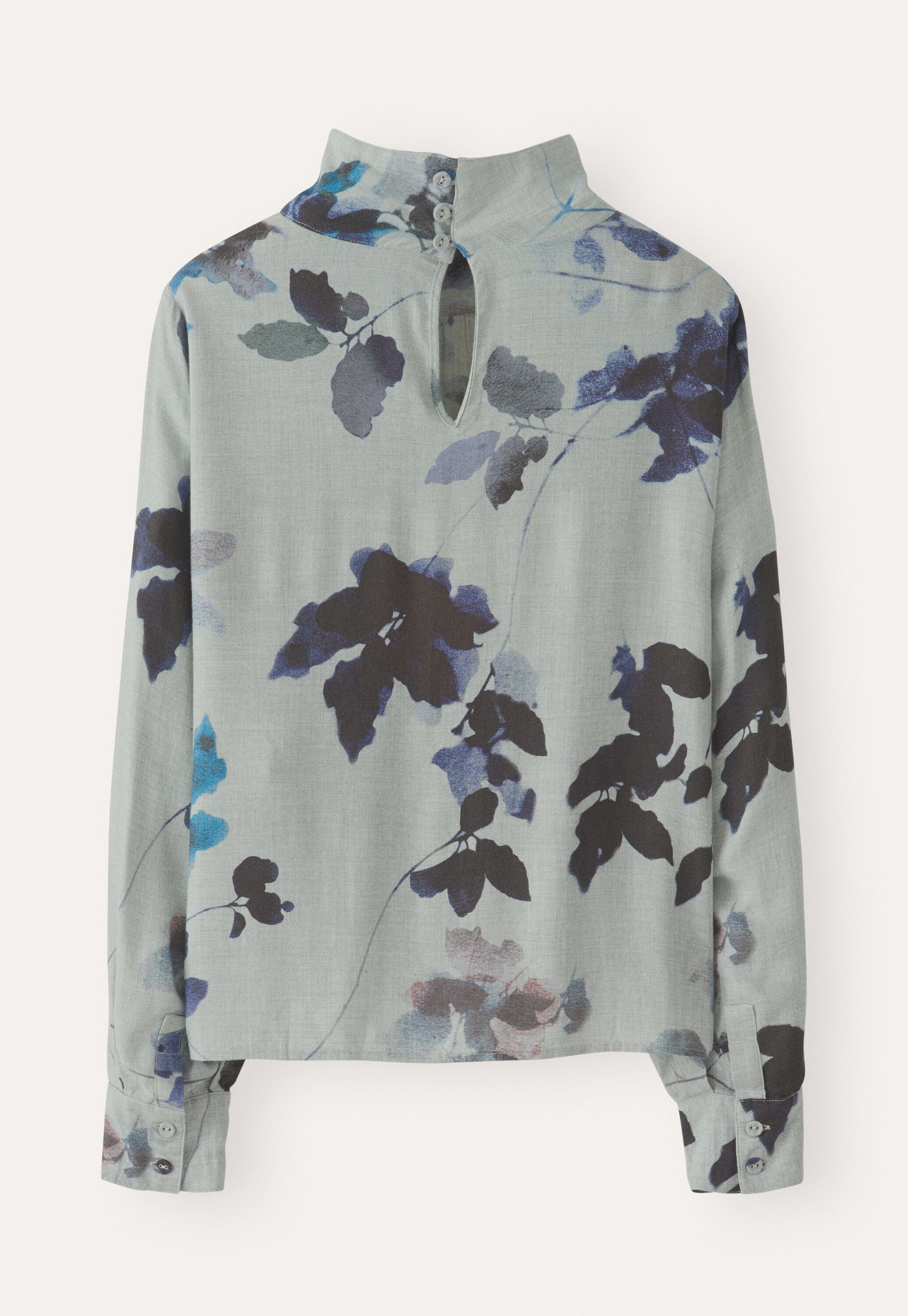 Printed blouse, Blue grey, large