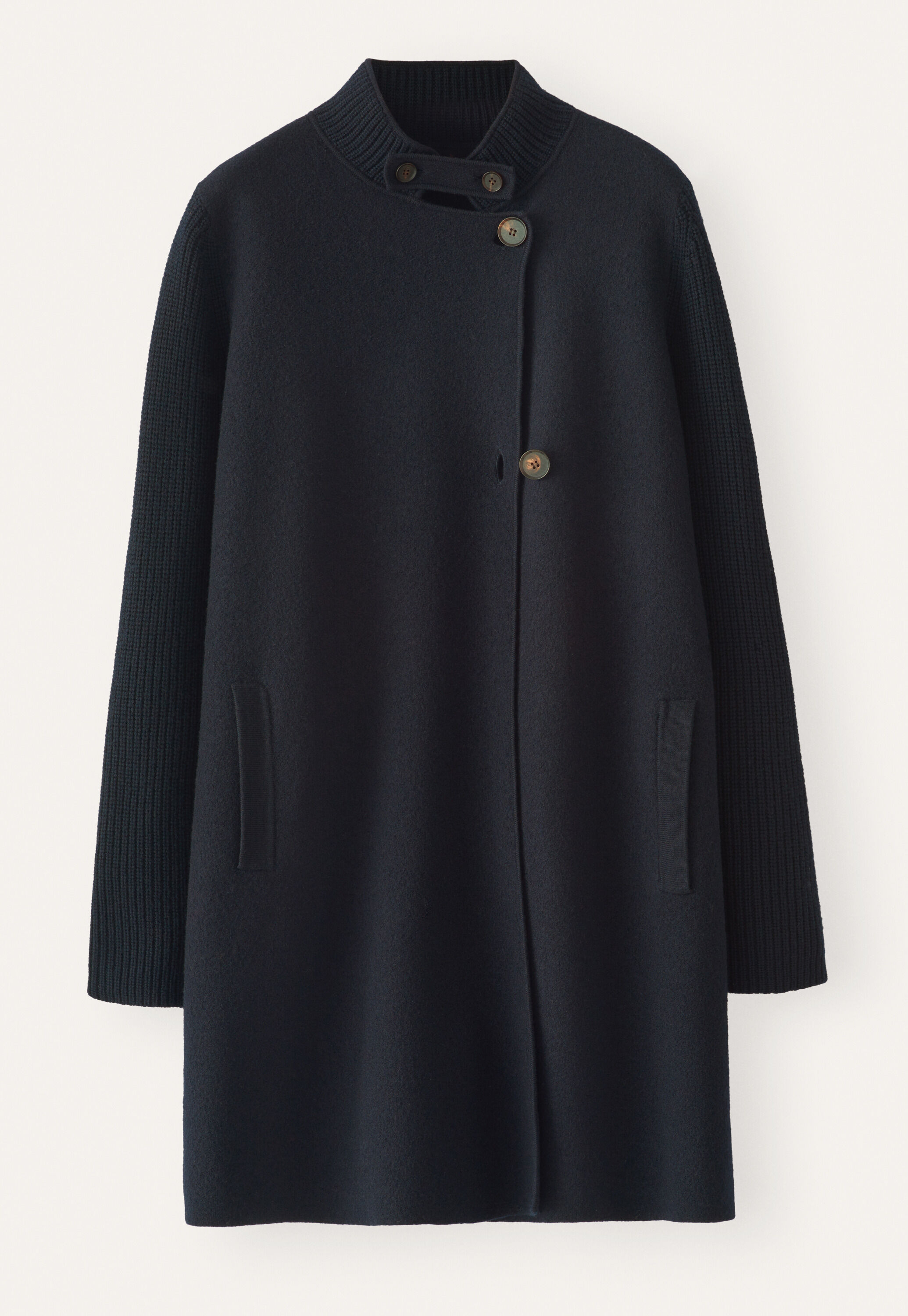 Ribbed sleeve coatigan, Blue black, large