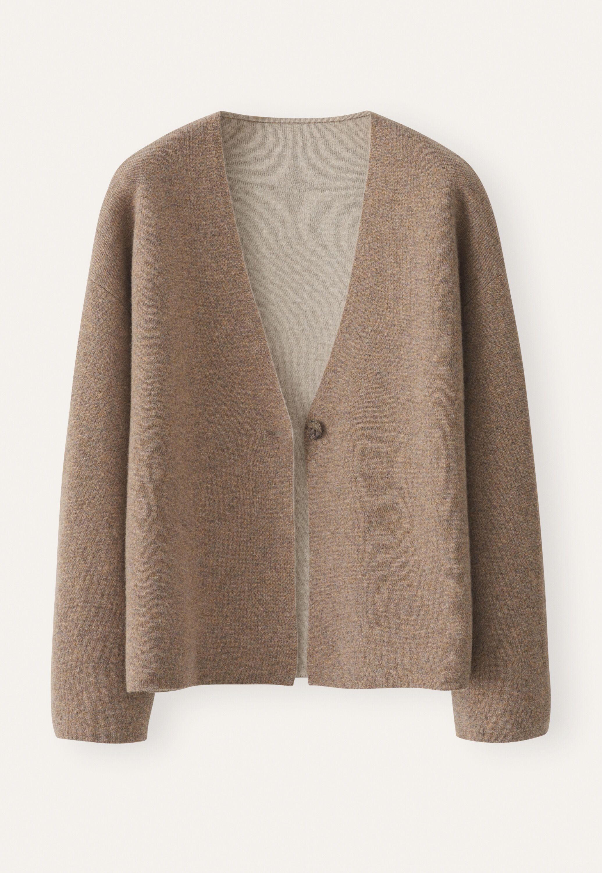 Two-tone double knitted cardigan, Latte, large
