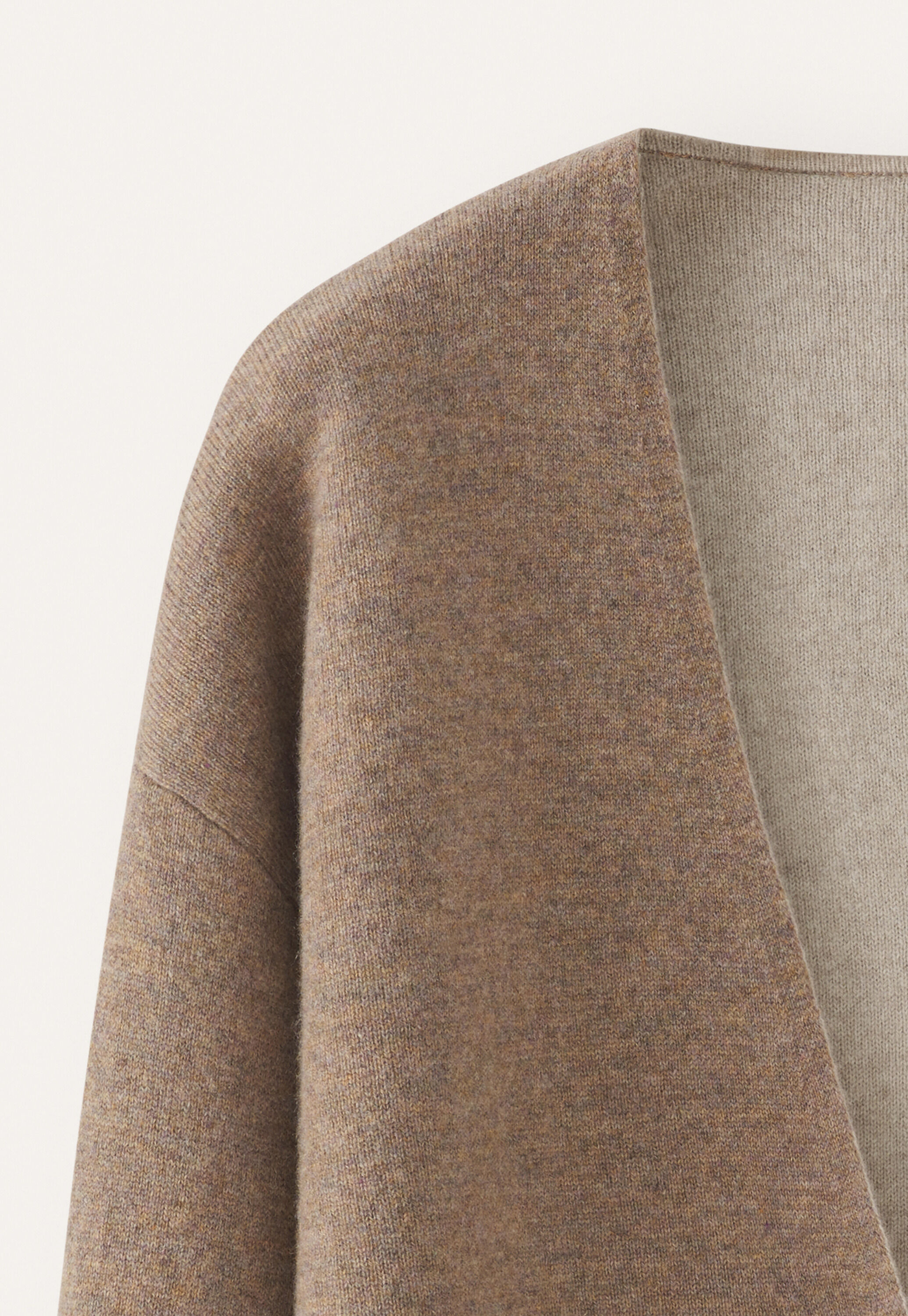 Two-tone double knitted cardigan, Latte, large