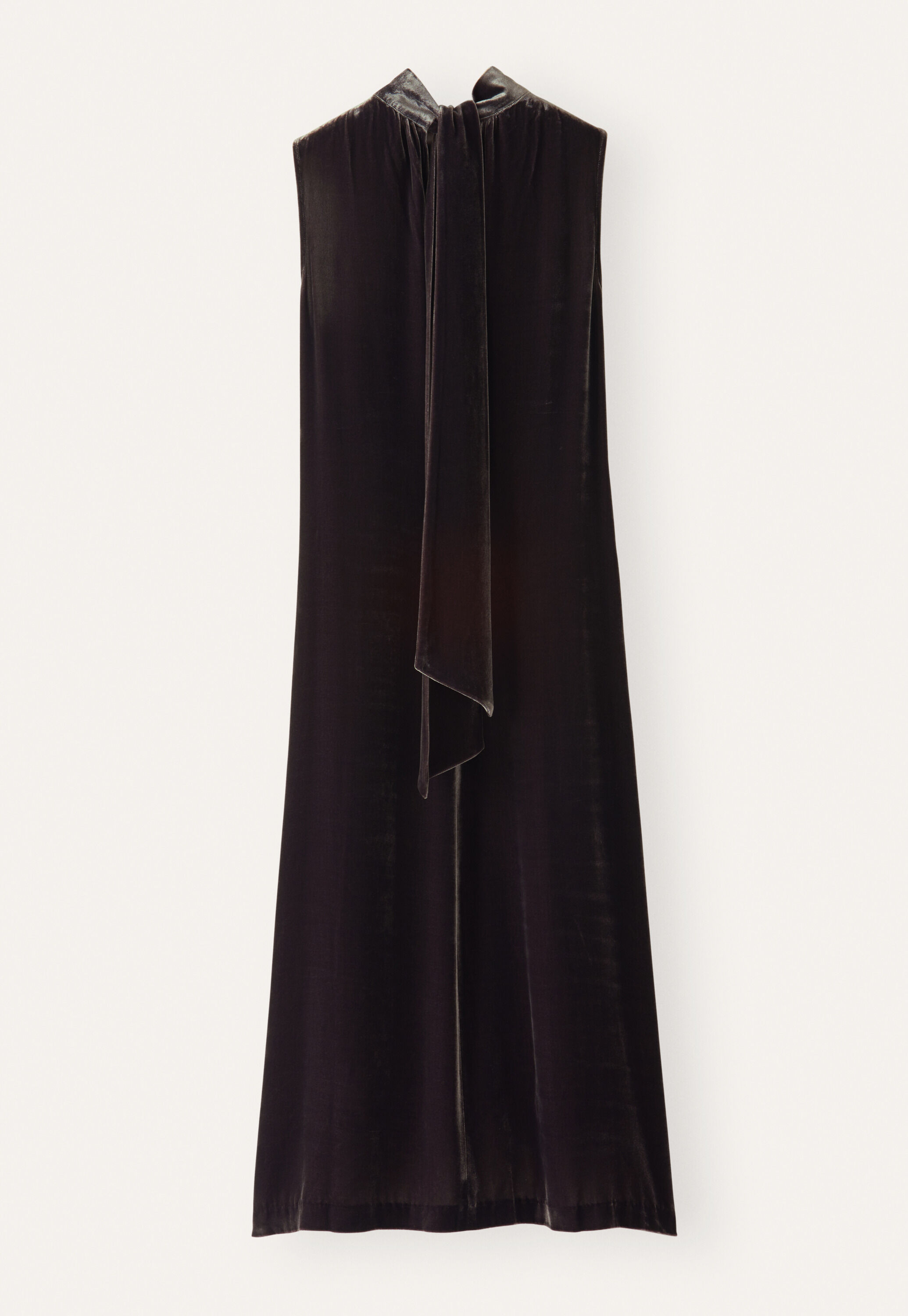 Sleeveless dress with back neck tie, Dark mulberry, large
