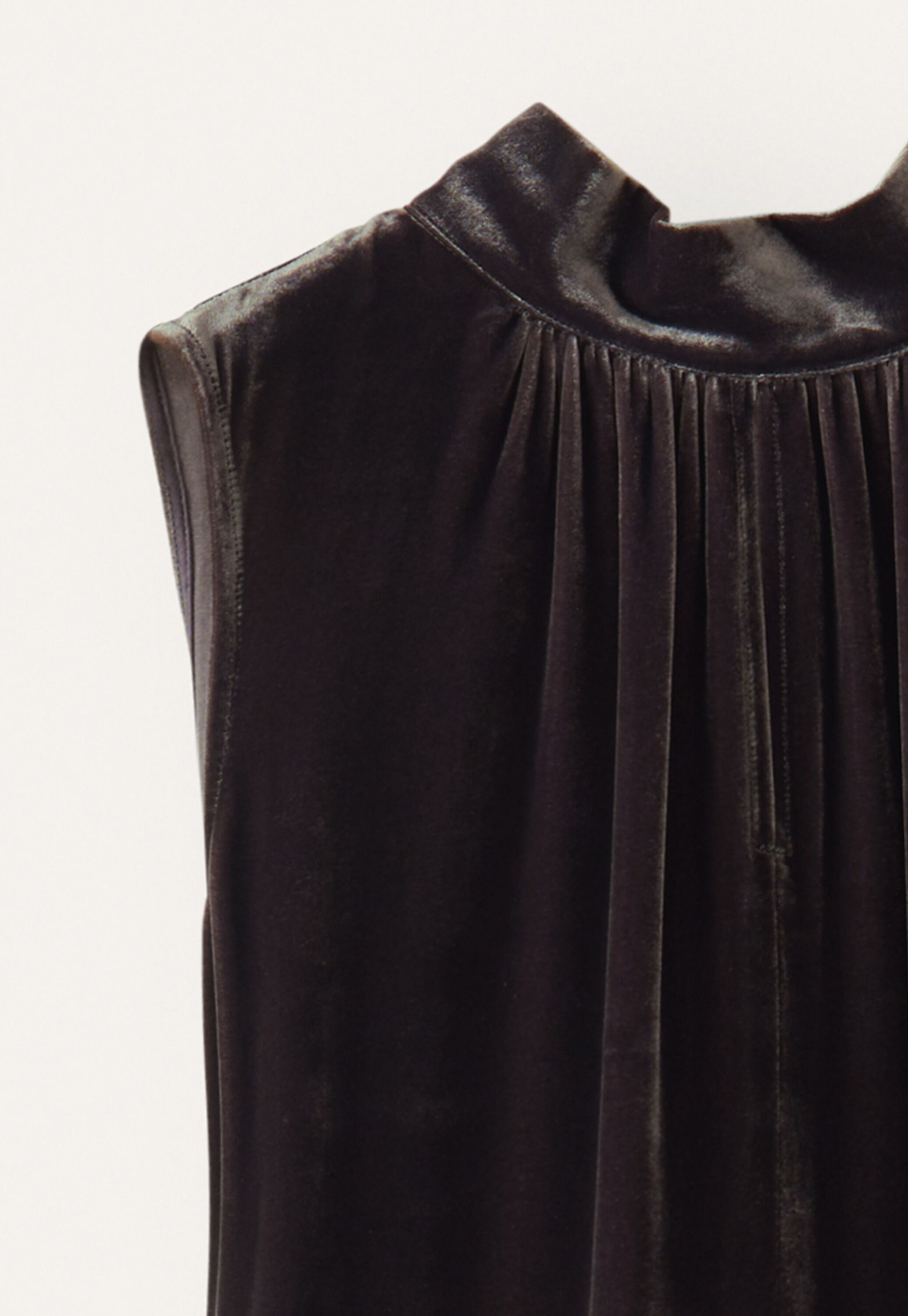 Sleeveless dress with back neck tie, Dark mulberry, large