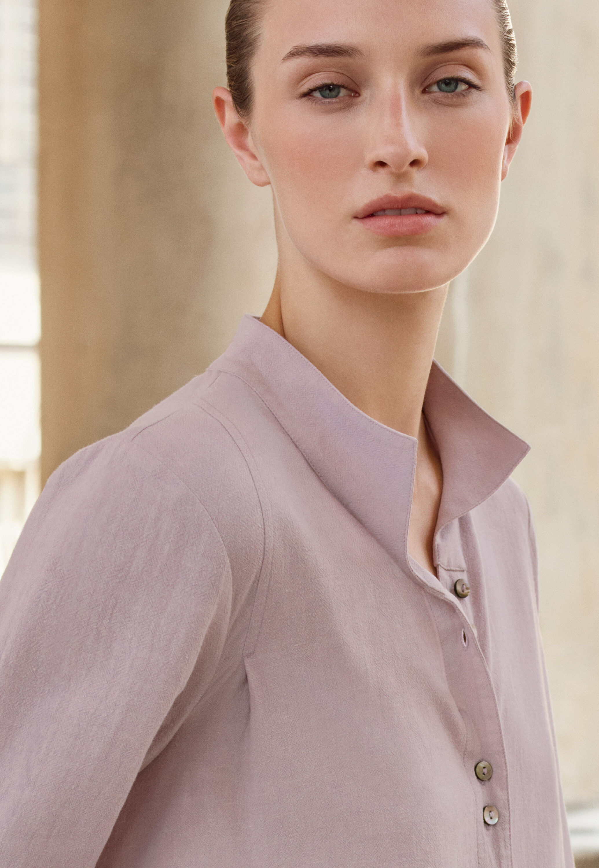 Funnel-neck blouse