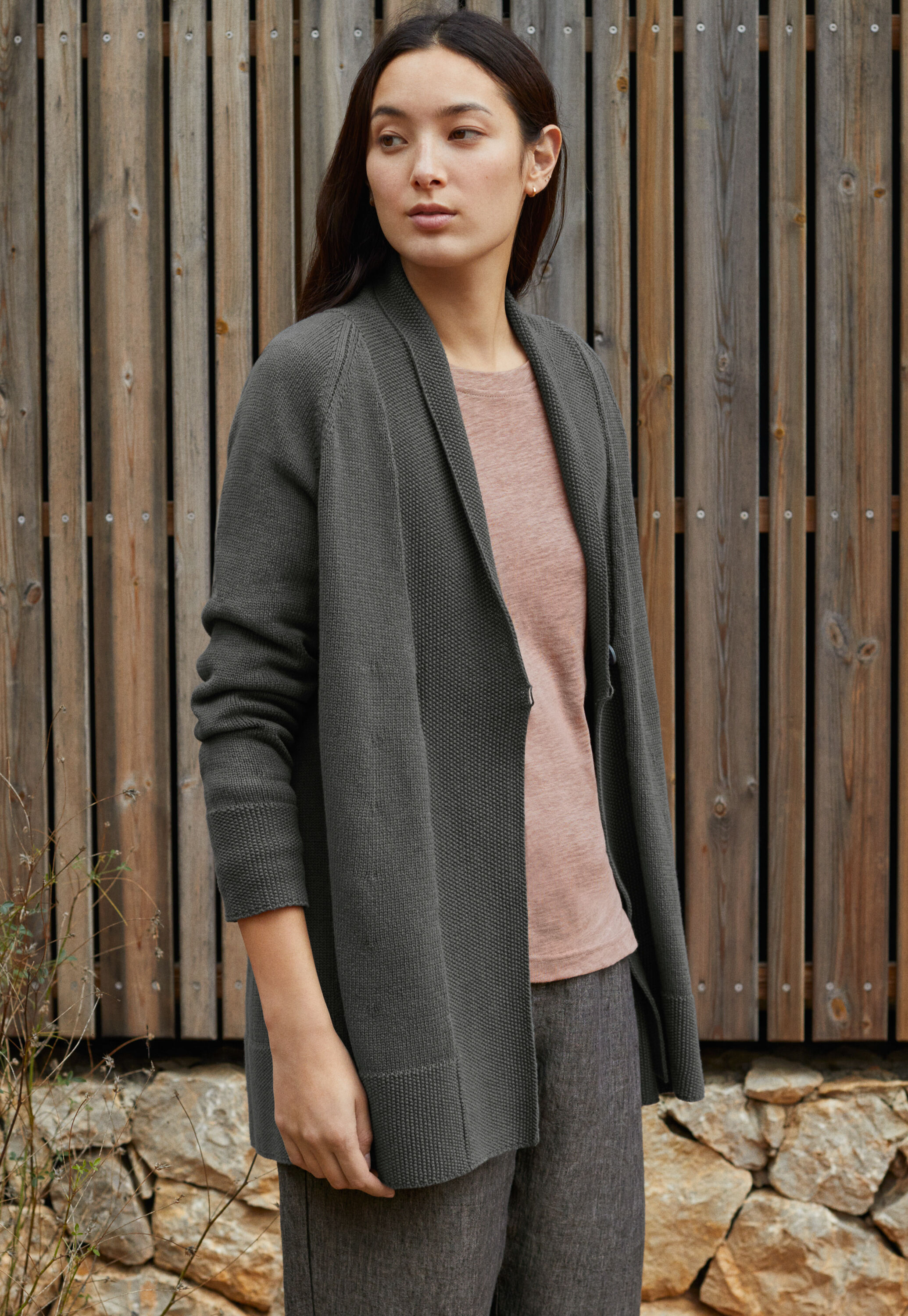 Shawl-collar cardigan