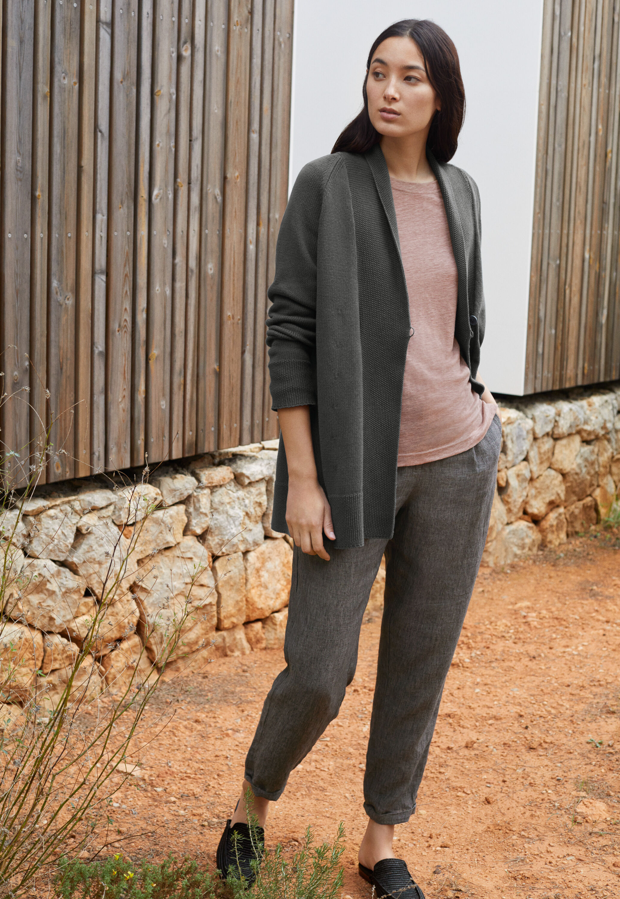 Shawl-collar cardigan