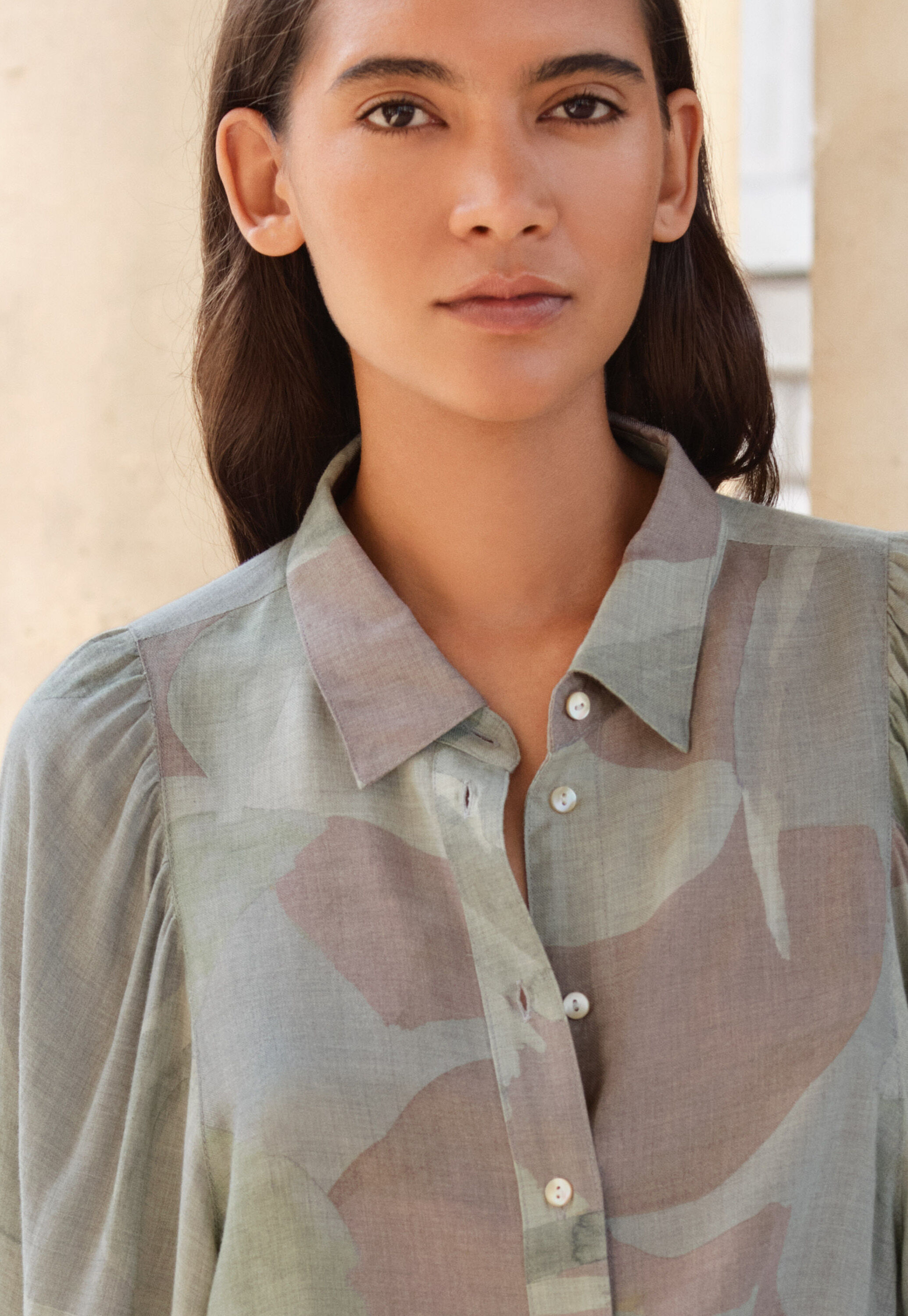 Printed blouse, Grey pink, large