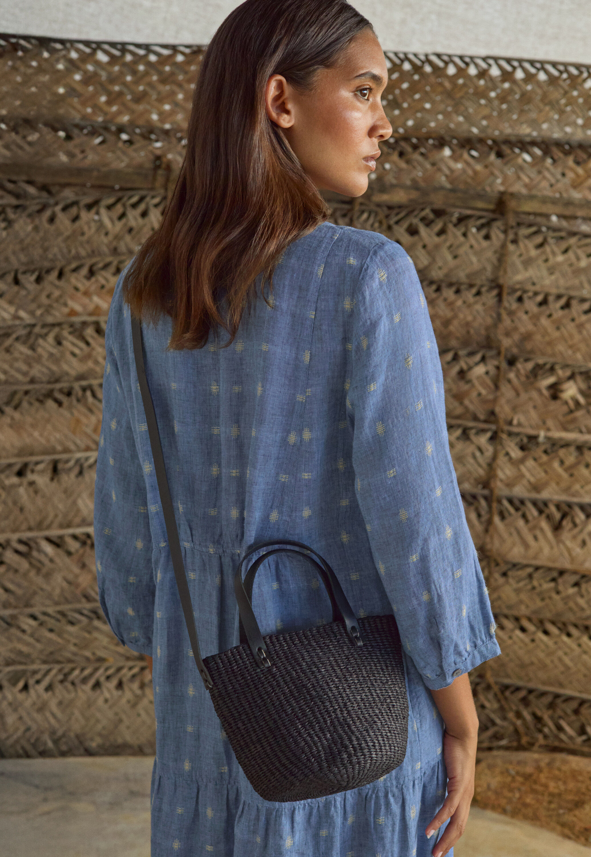 POETRY - Clipped dobby-weave linen dress