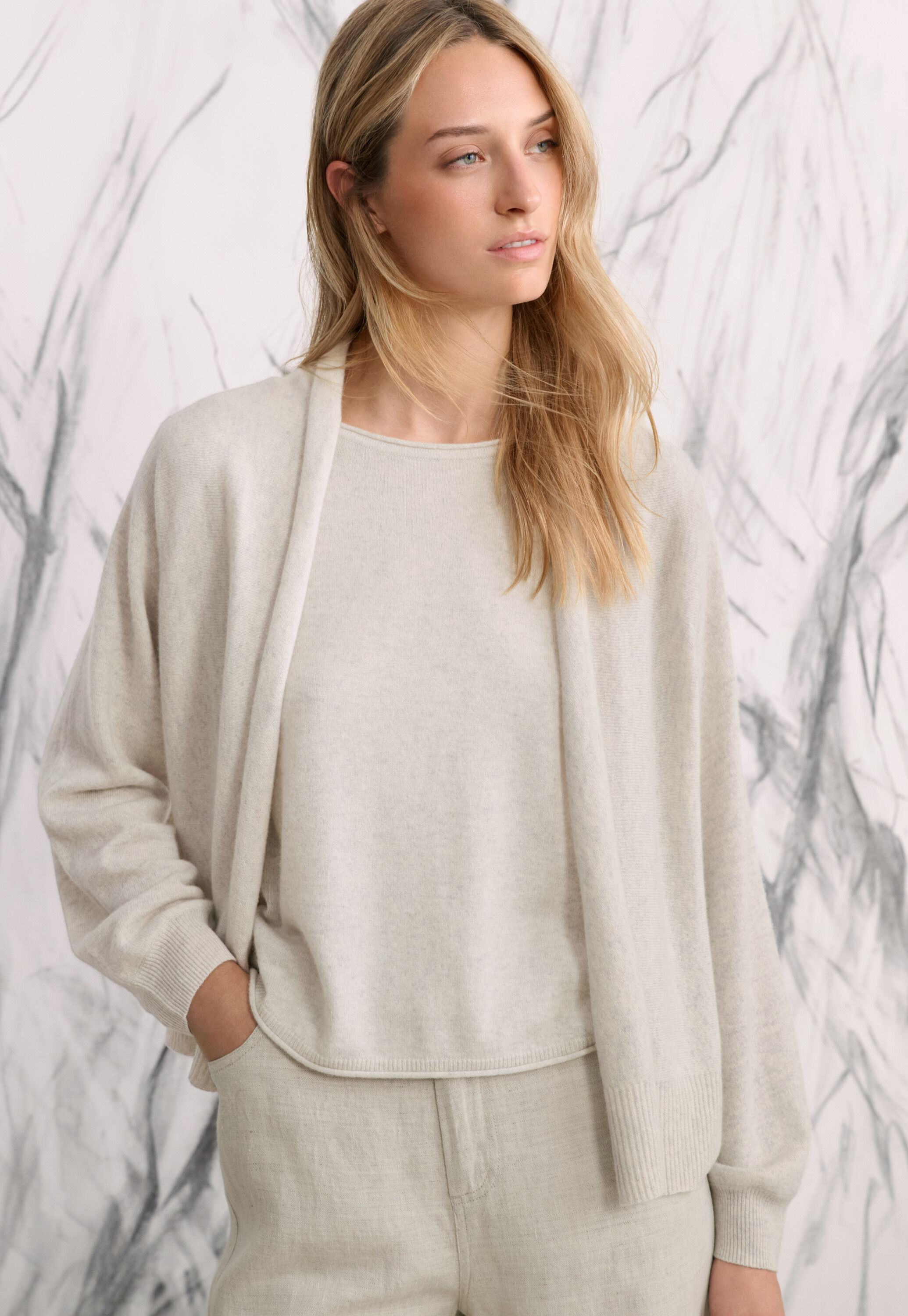 Dolman shawl-collar cardigan