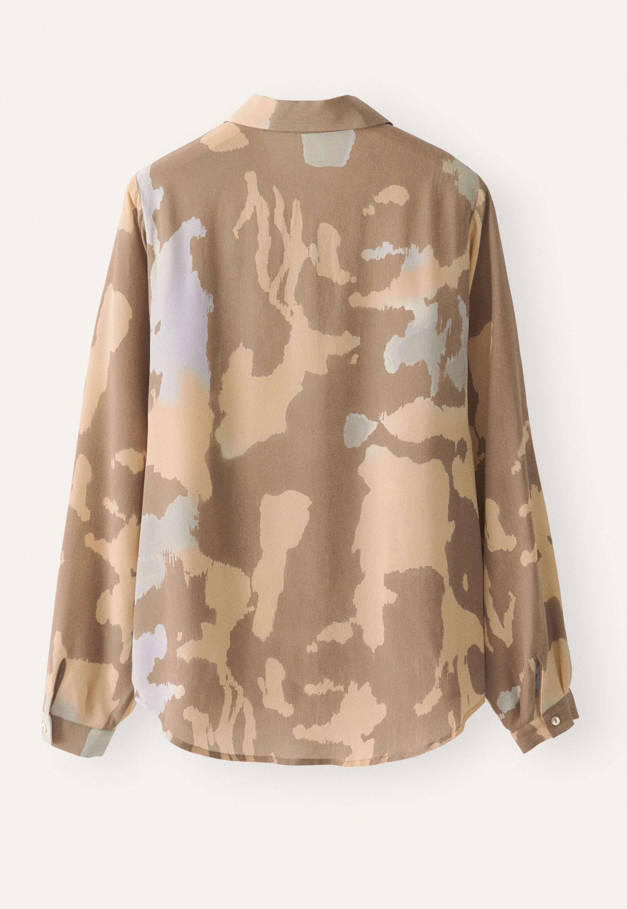 Printed blouse with pleats, Taupe sand, large