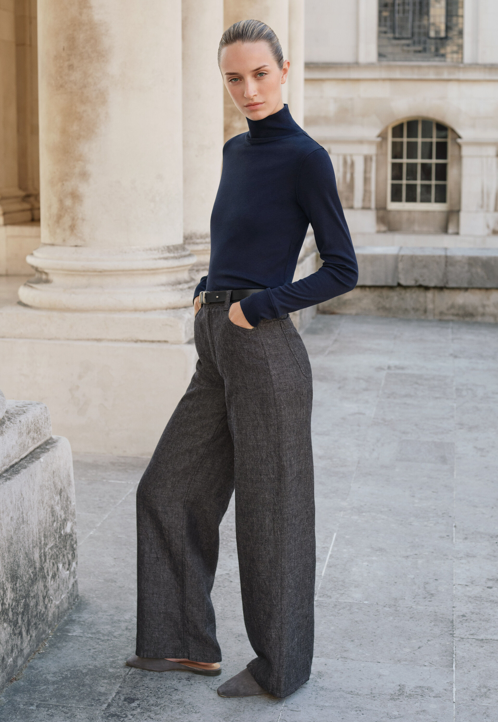Wide & straight leg trousers, Monochrome, large