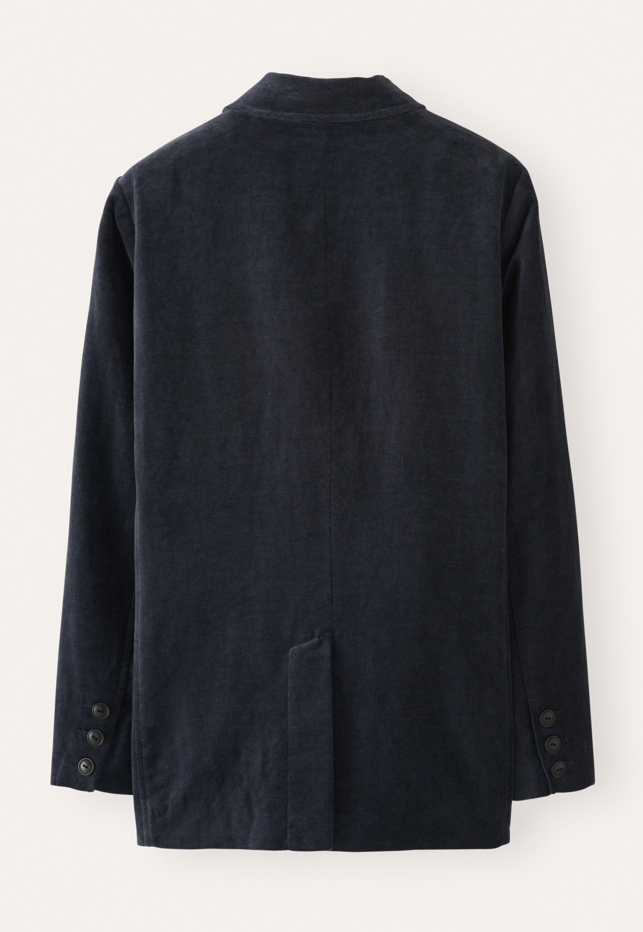 Long double-breasted velvet jacket