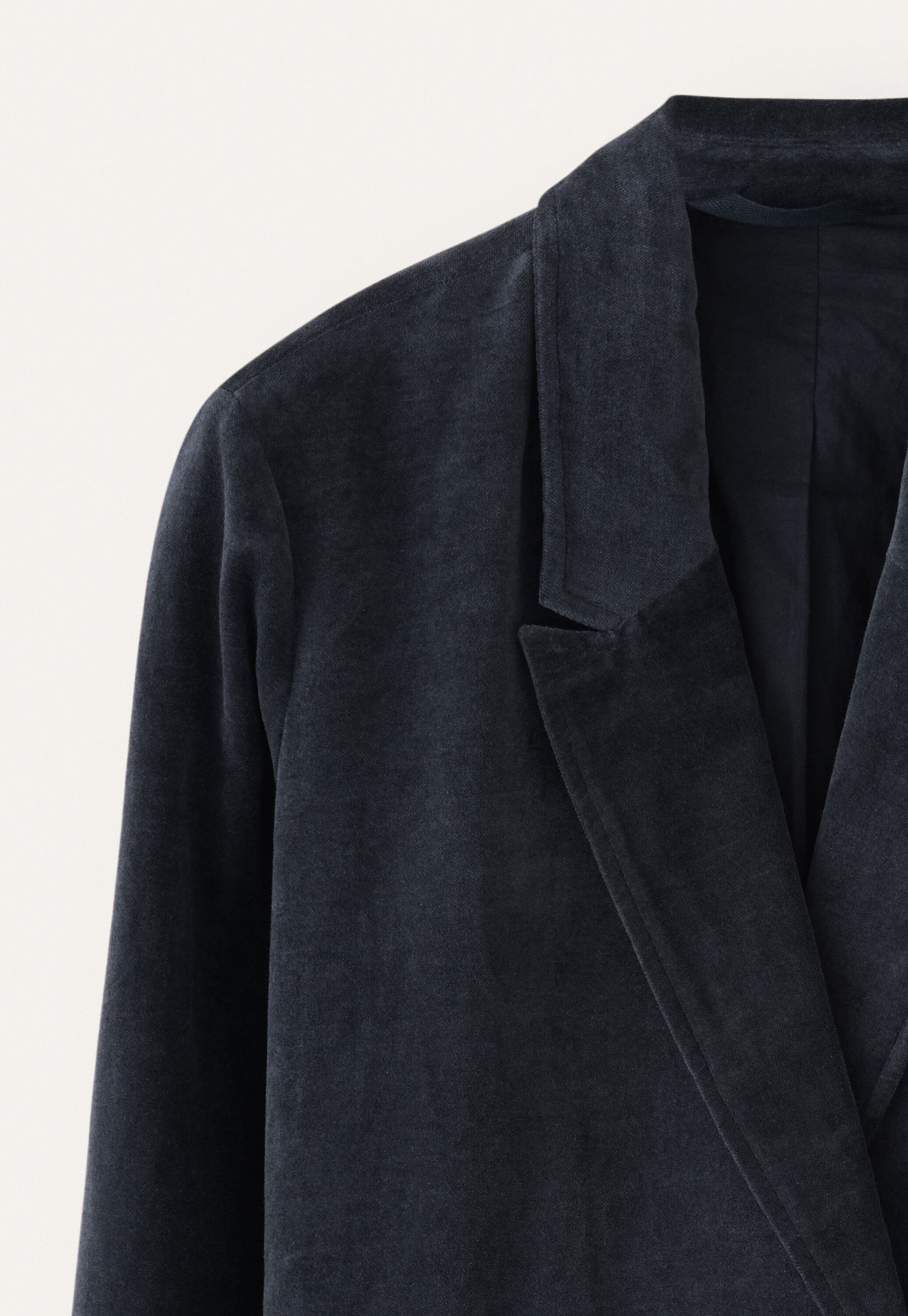 Long double-breasted velvet jacket