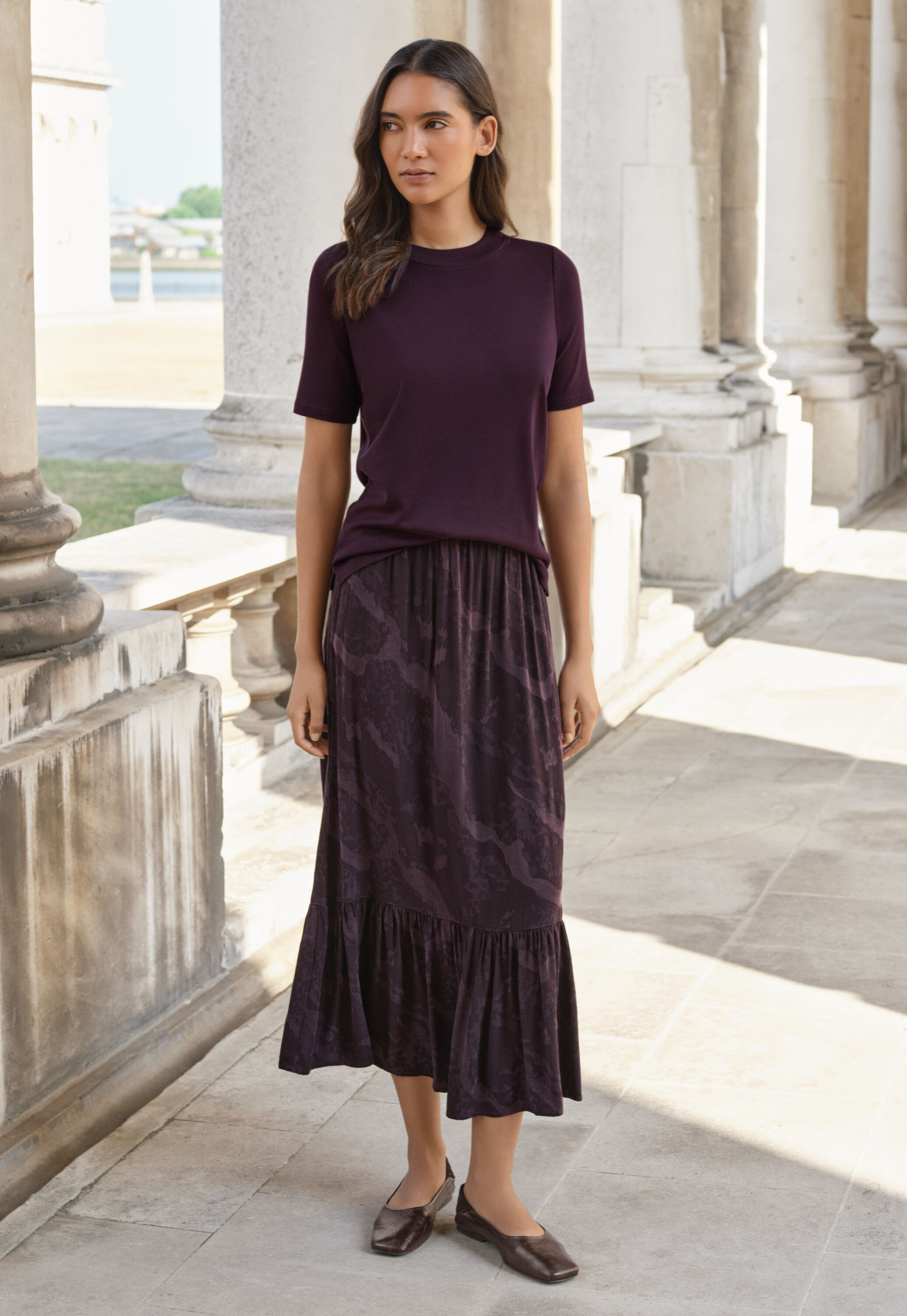 Jacquard skirt, Aubergine, large