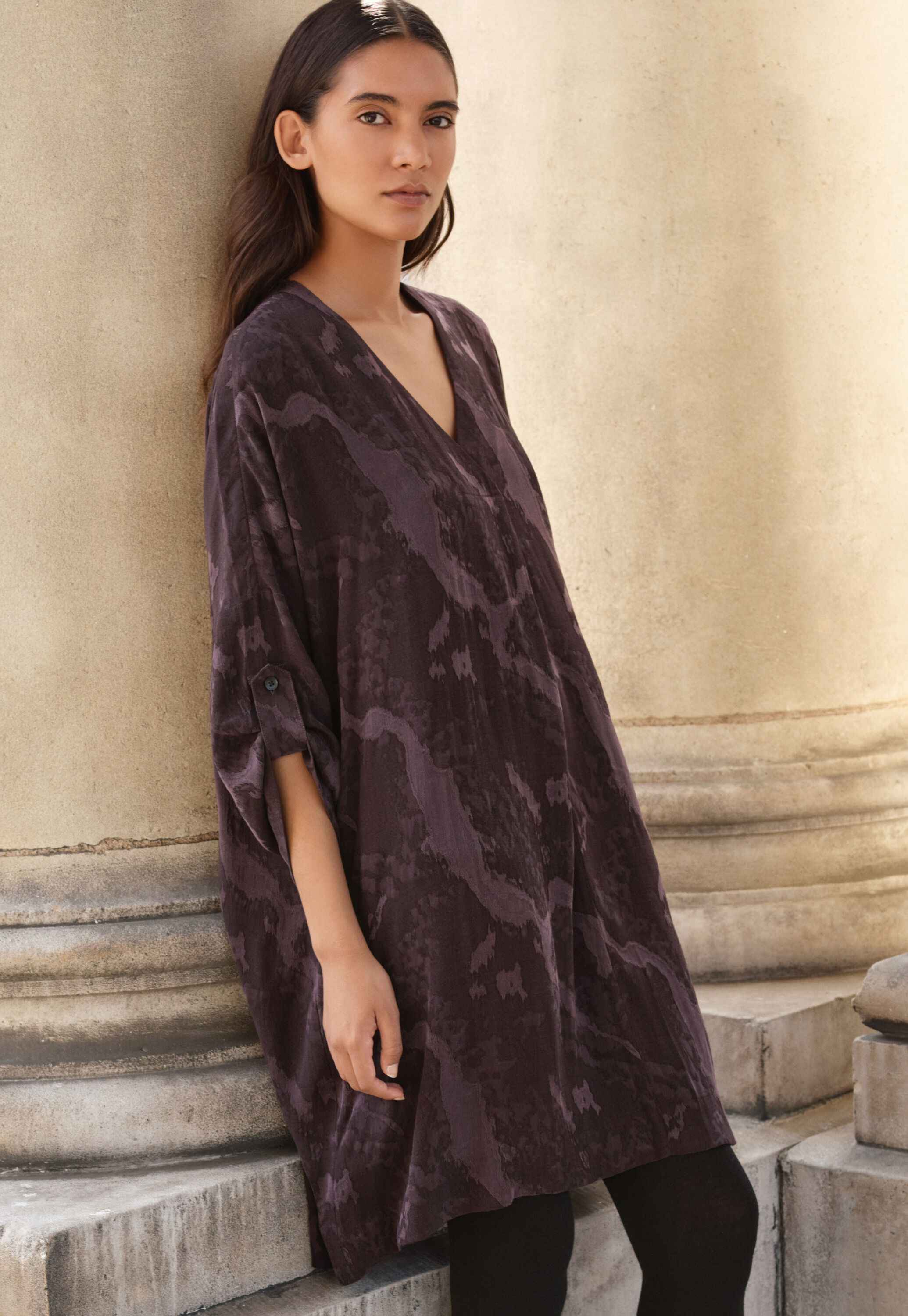 Jacquard v-neck dress