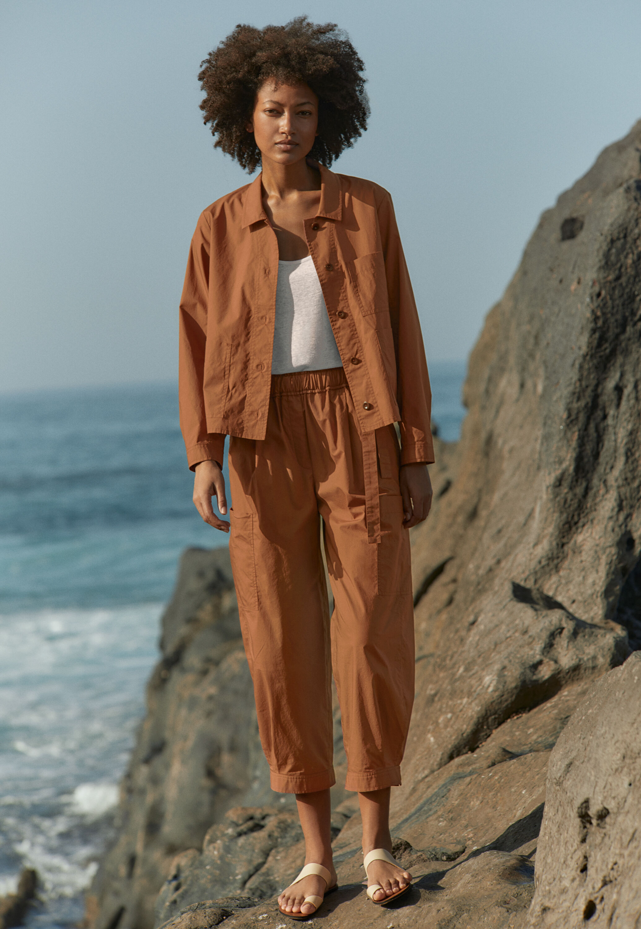 Cropped pull-on trousers
