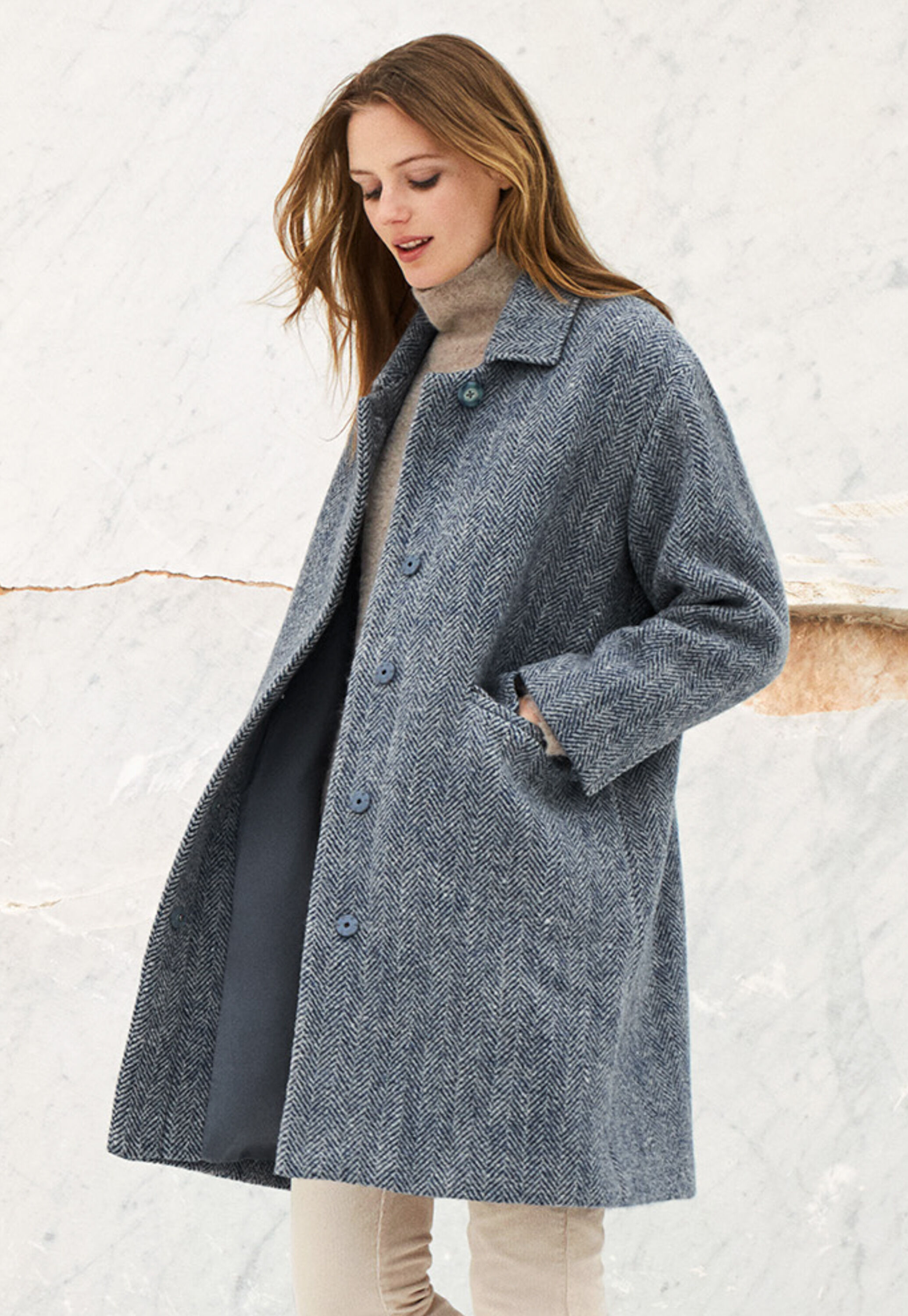 Herringbone wool coat