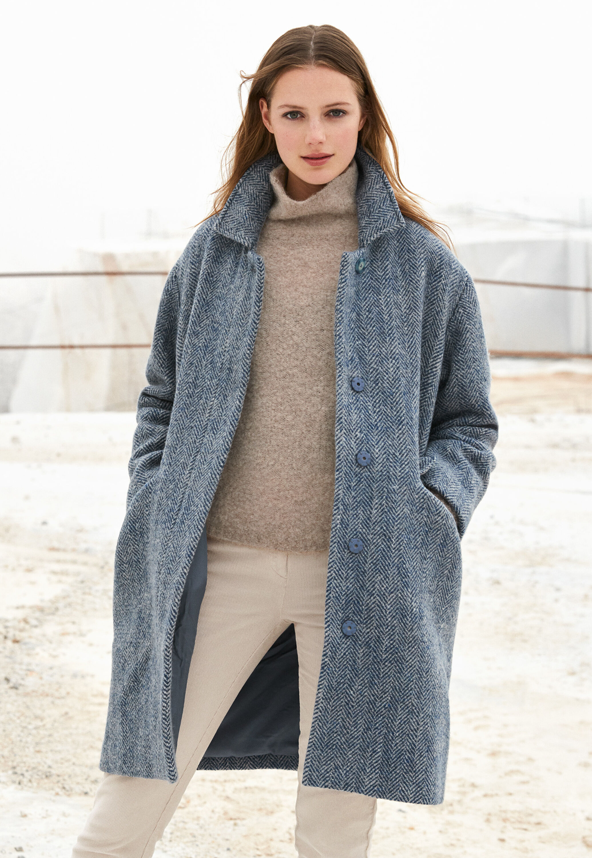 Herringbone wool coat