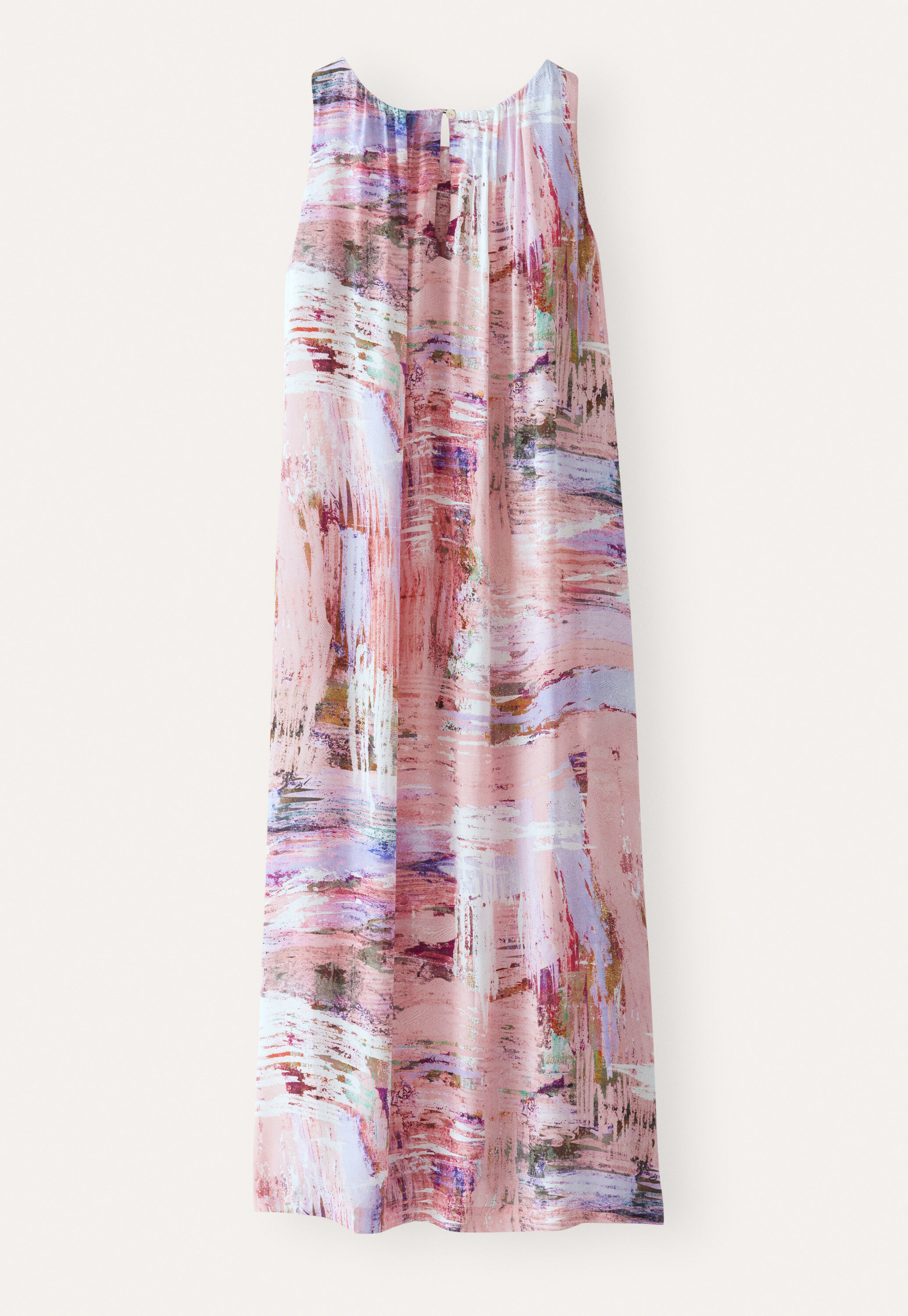 Printed gathered-neck dress