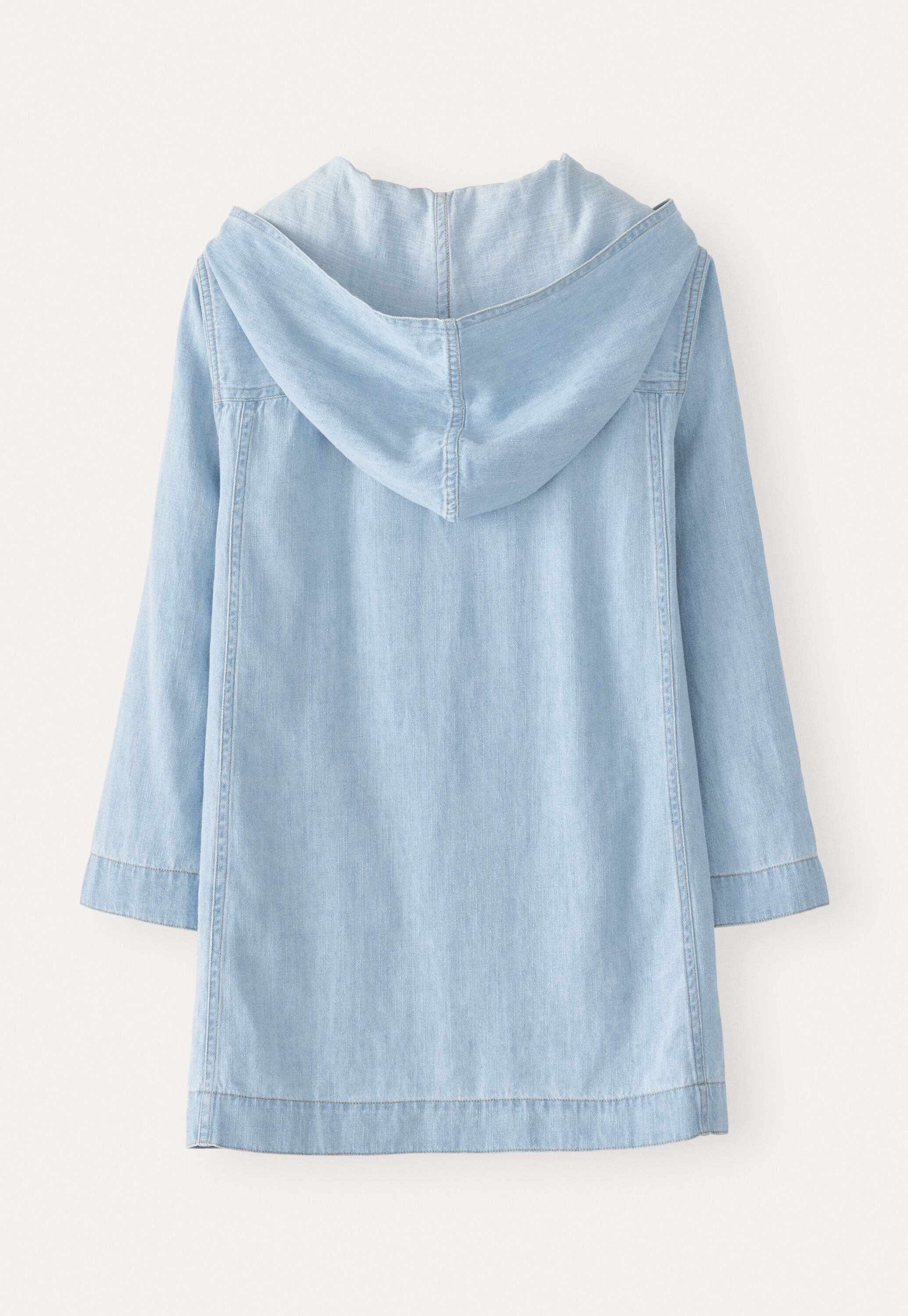 Indigo-dyed hooded top