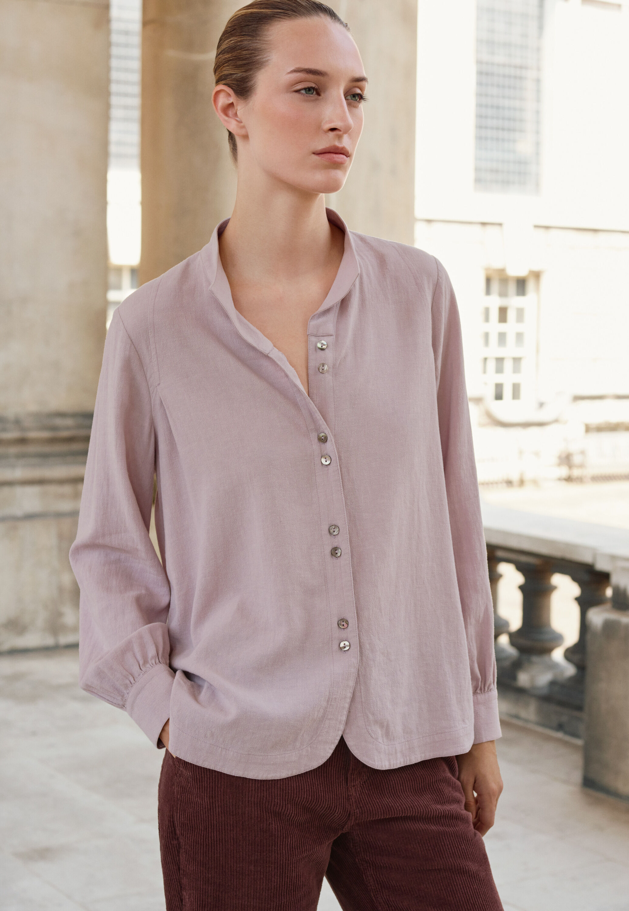 Funnel-neck blouse, Orchid rose, large