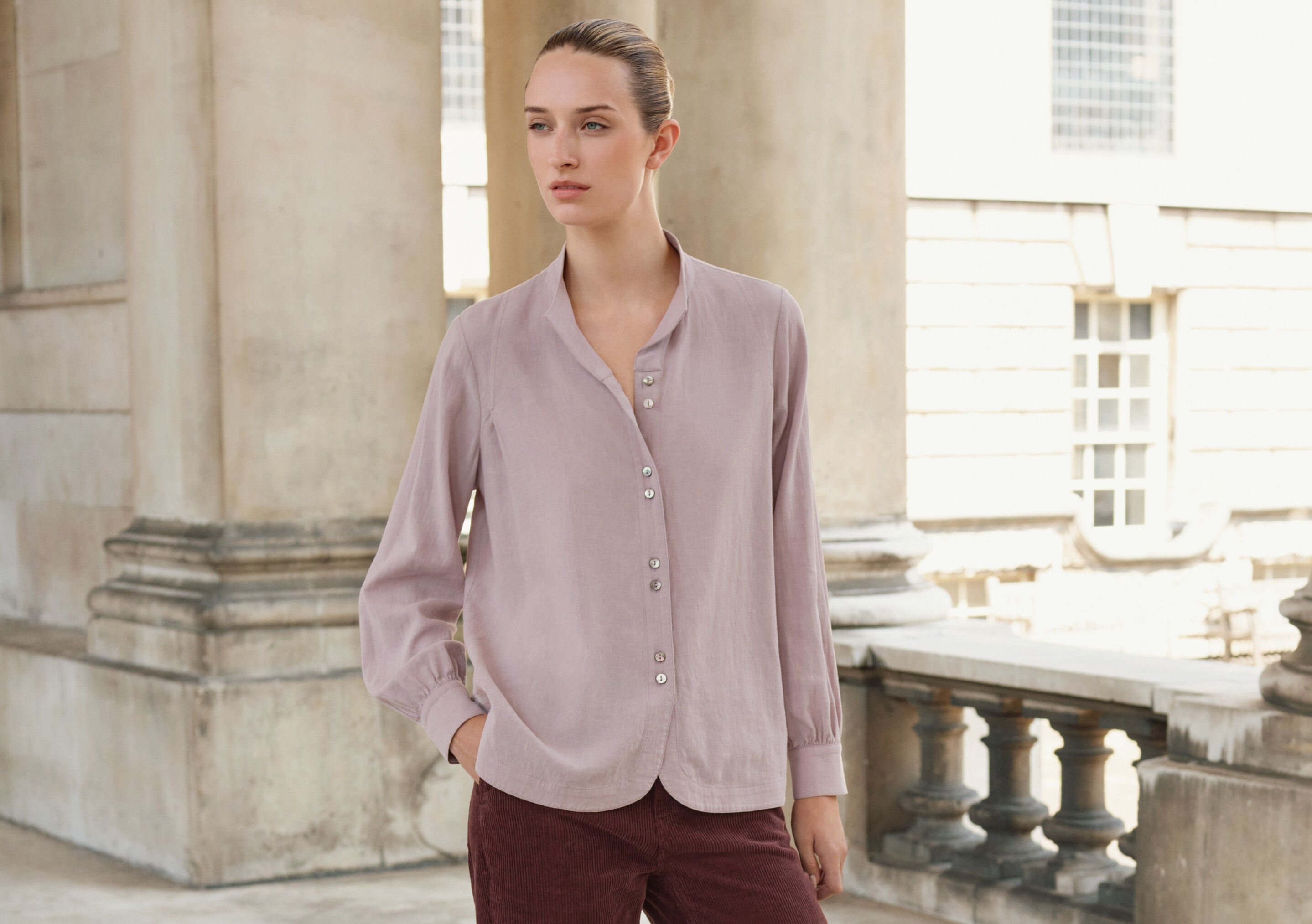 Funnel-neck blouse