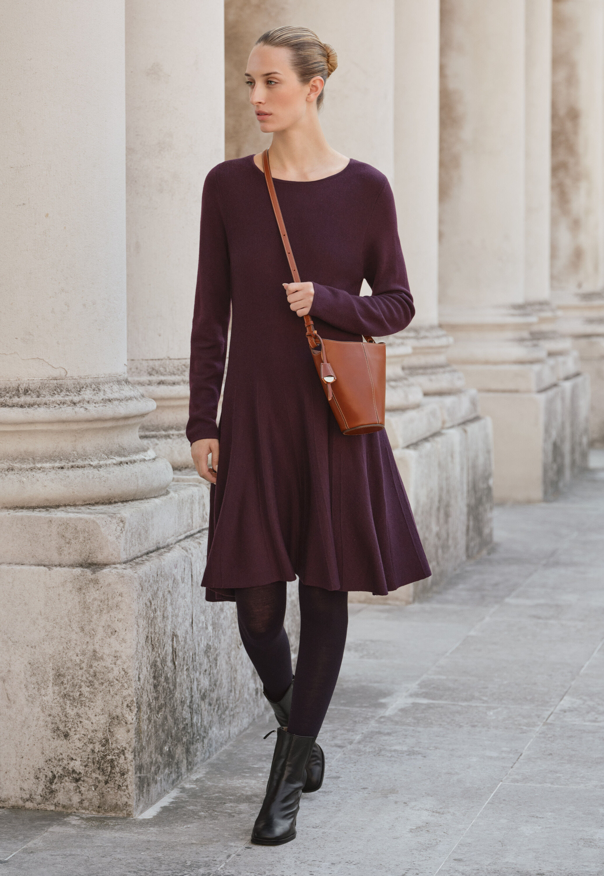 Knitted fit-and-flare dress