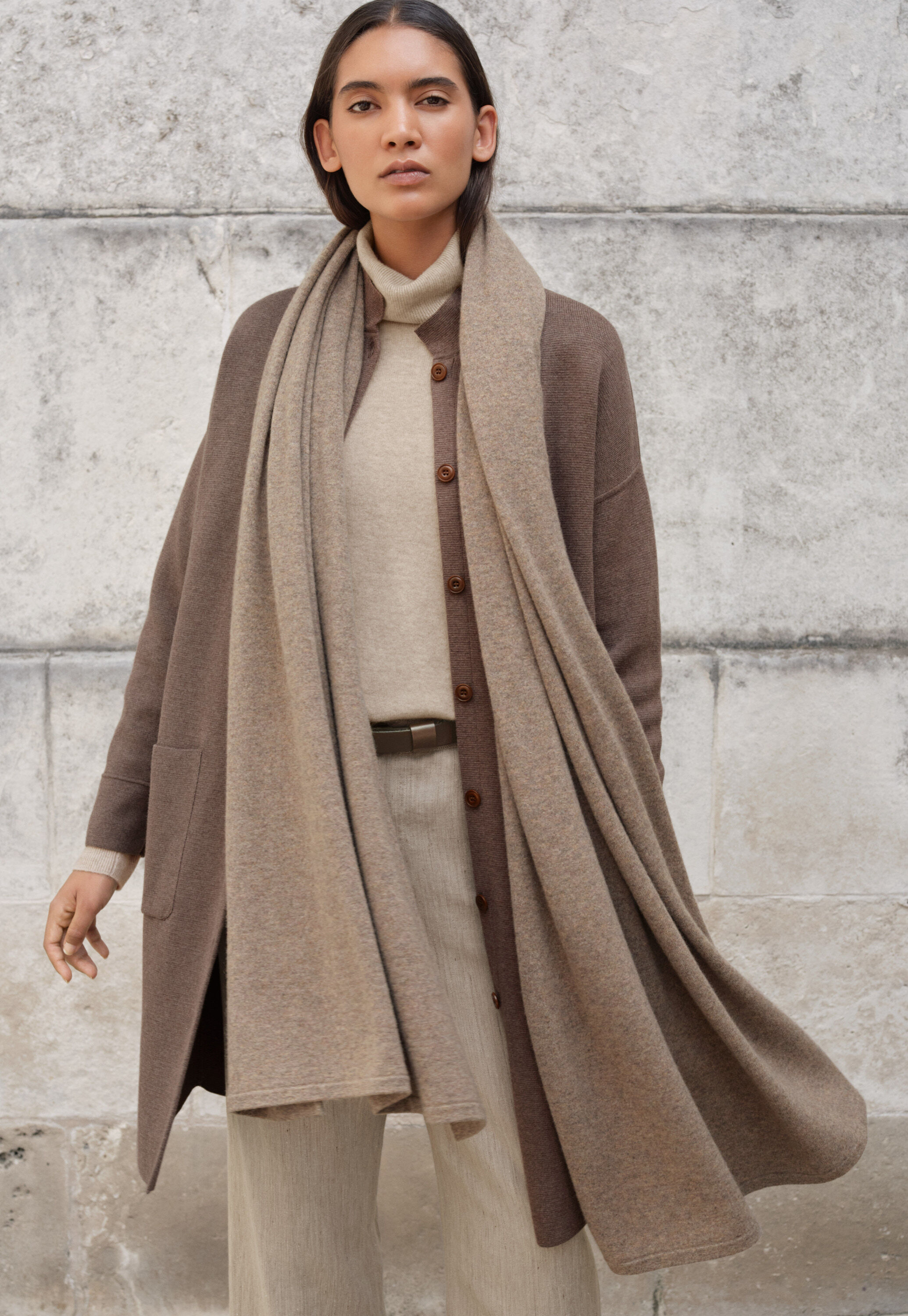 Wrap scarf, Latte, large