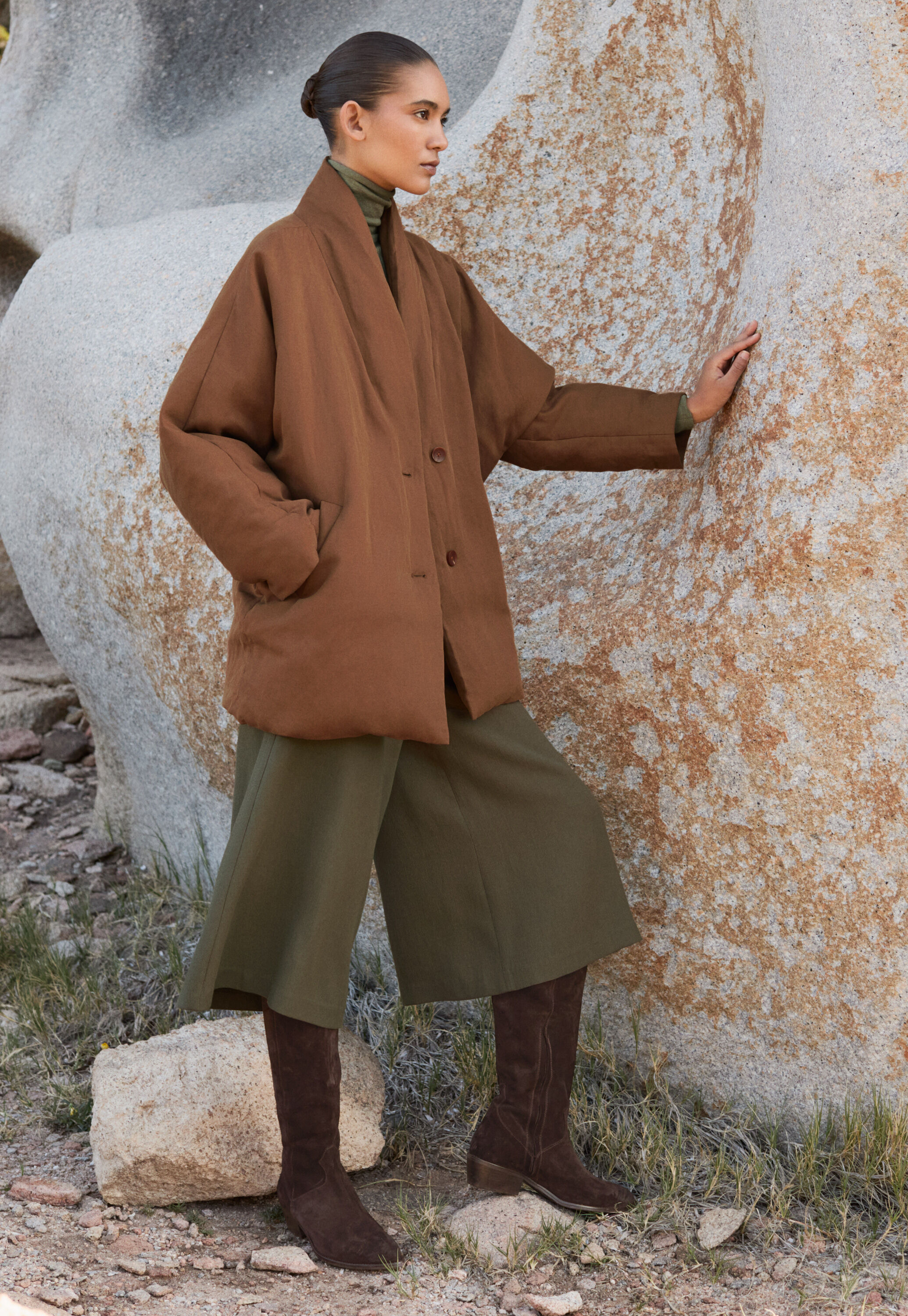 Shawl collar padded coat
