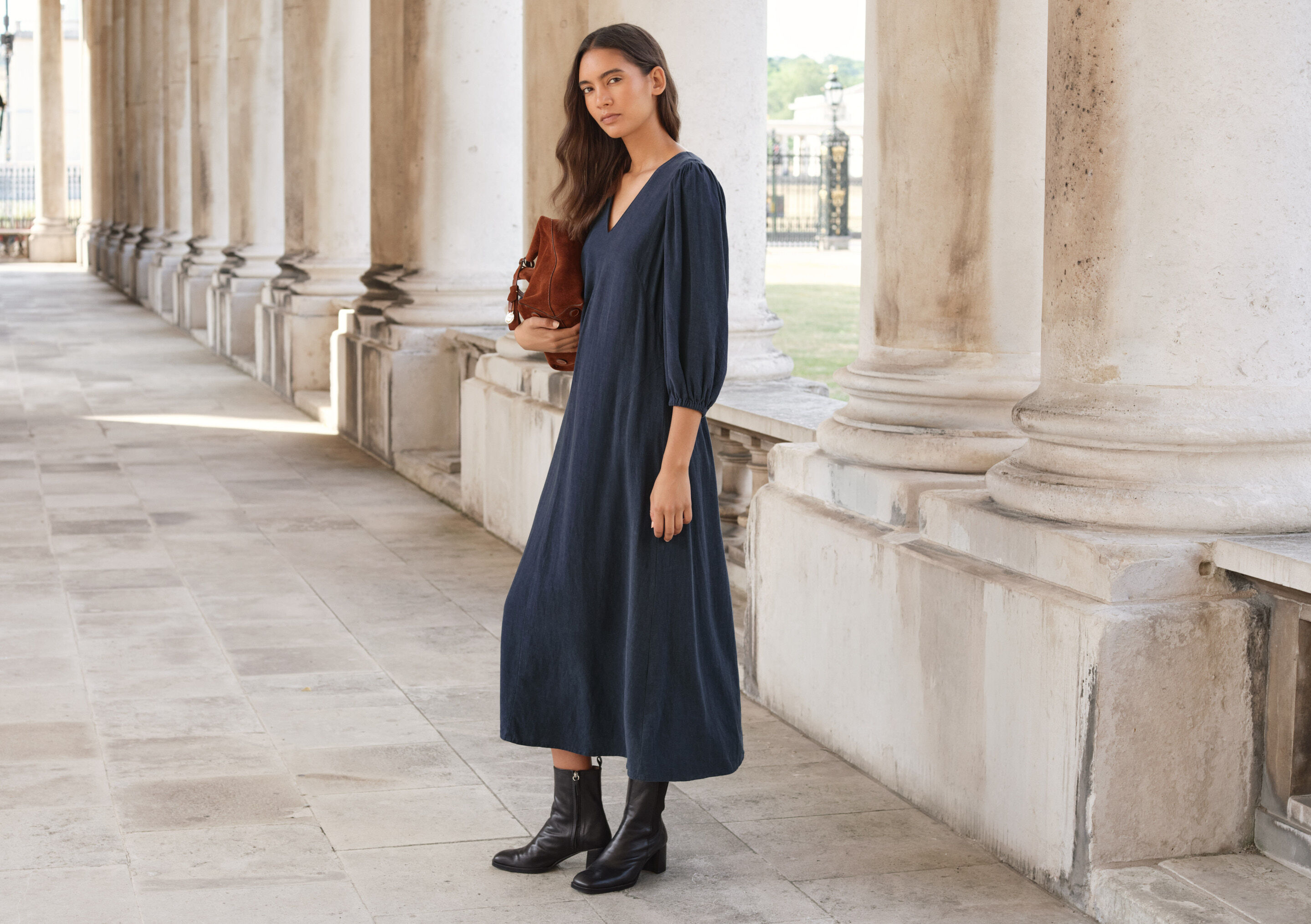 Long v-neck dress