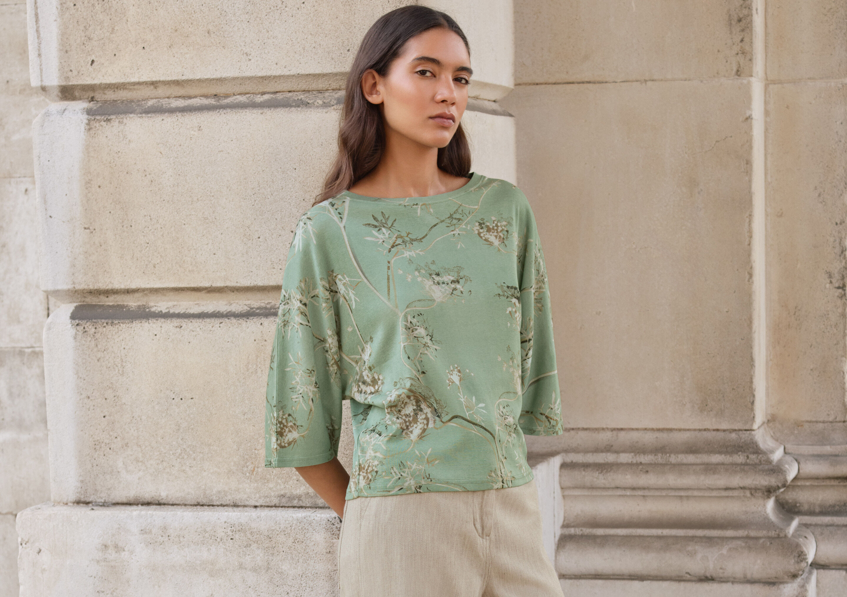 Printed jersey top