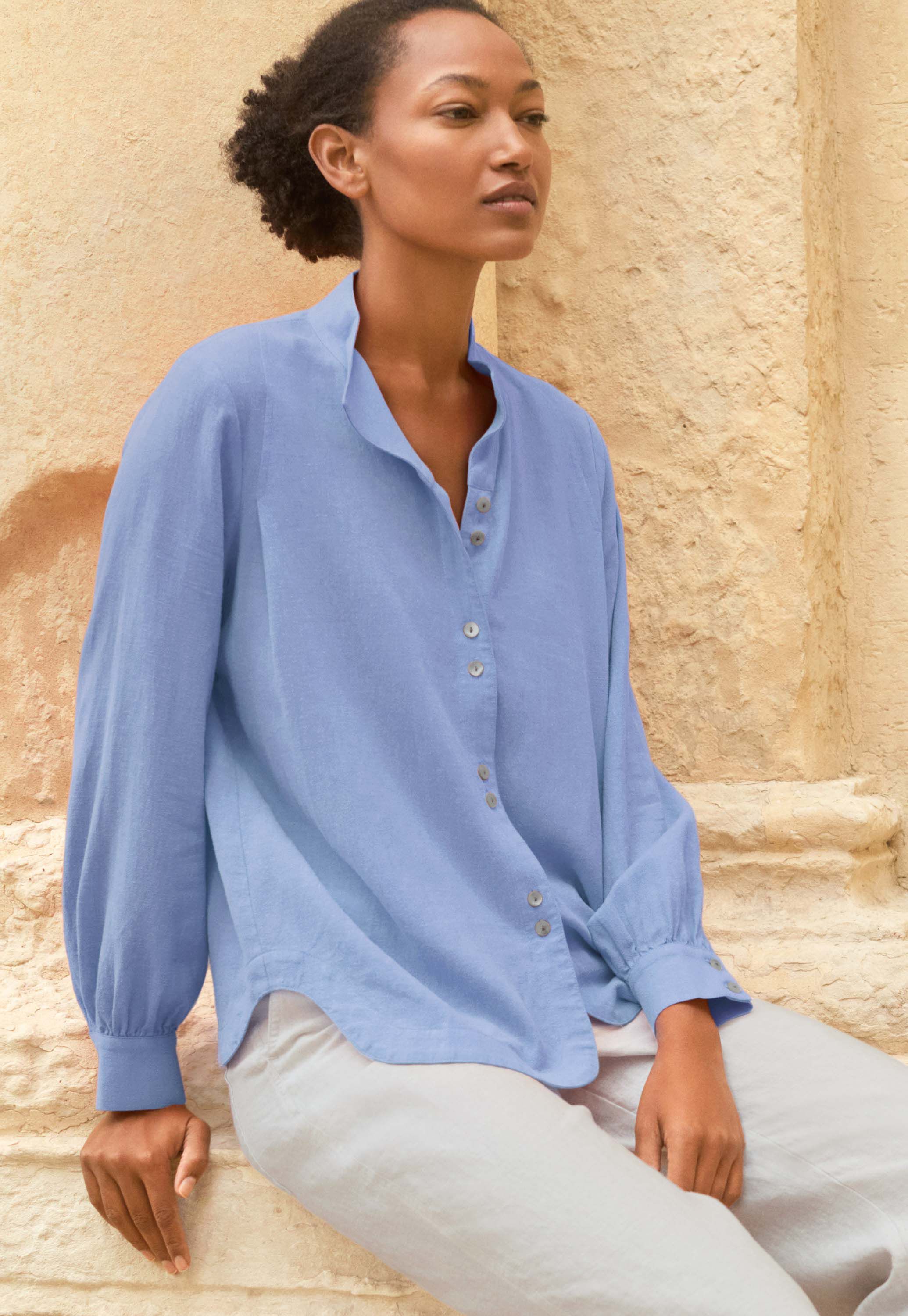 Funnel-neck blouse
