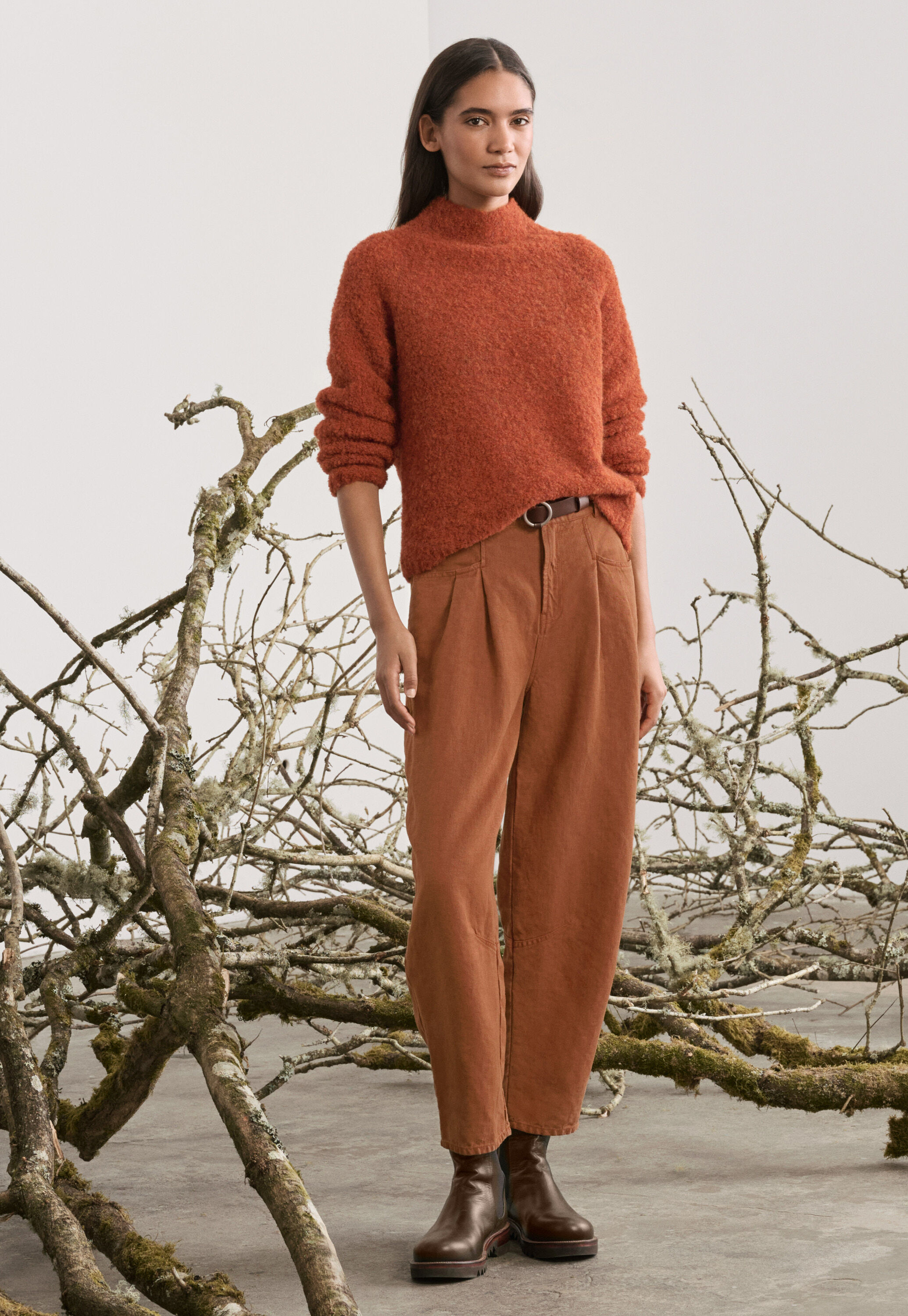 Funnel-neck sweater, Orange rust, large