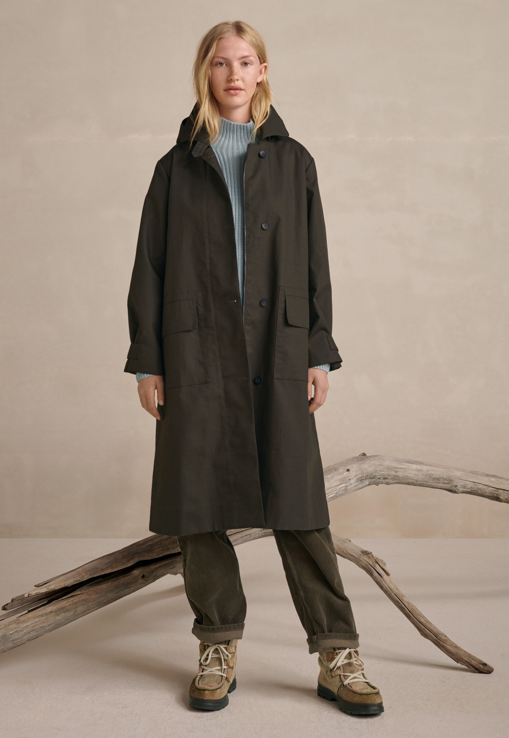 Hooded trench coat